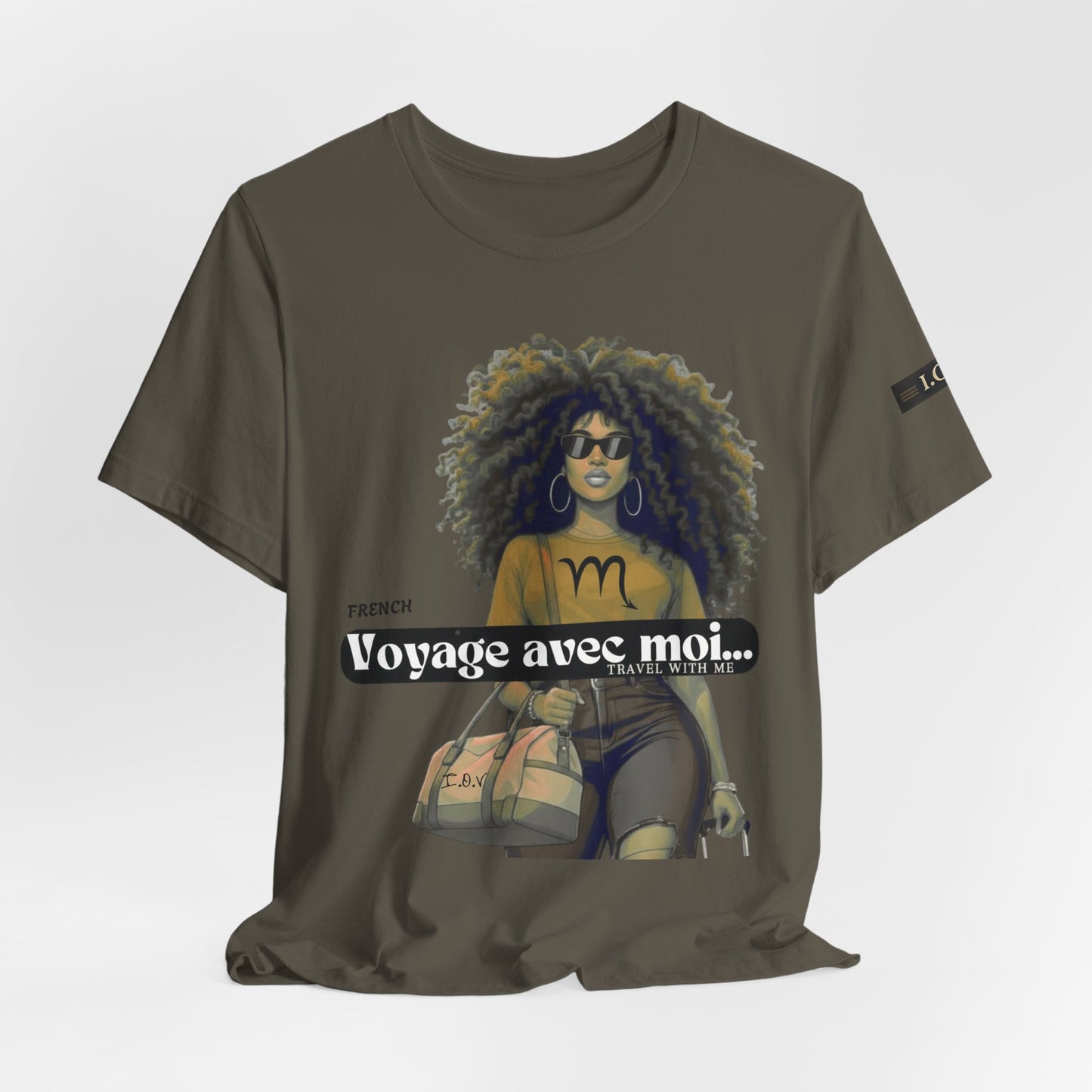 I.O.V-(Scorpio) Voyage Avec Moi Afro Travel Girl Graphic Tee