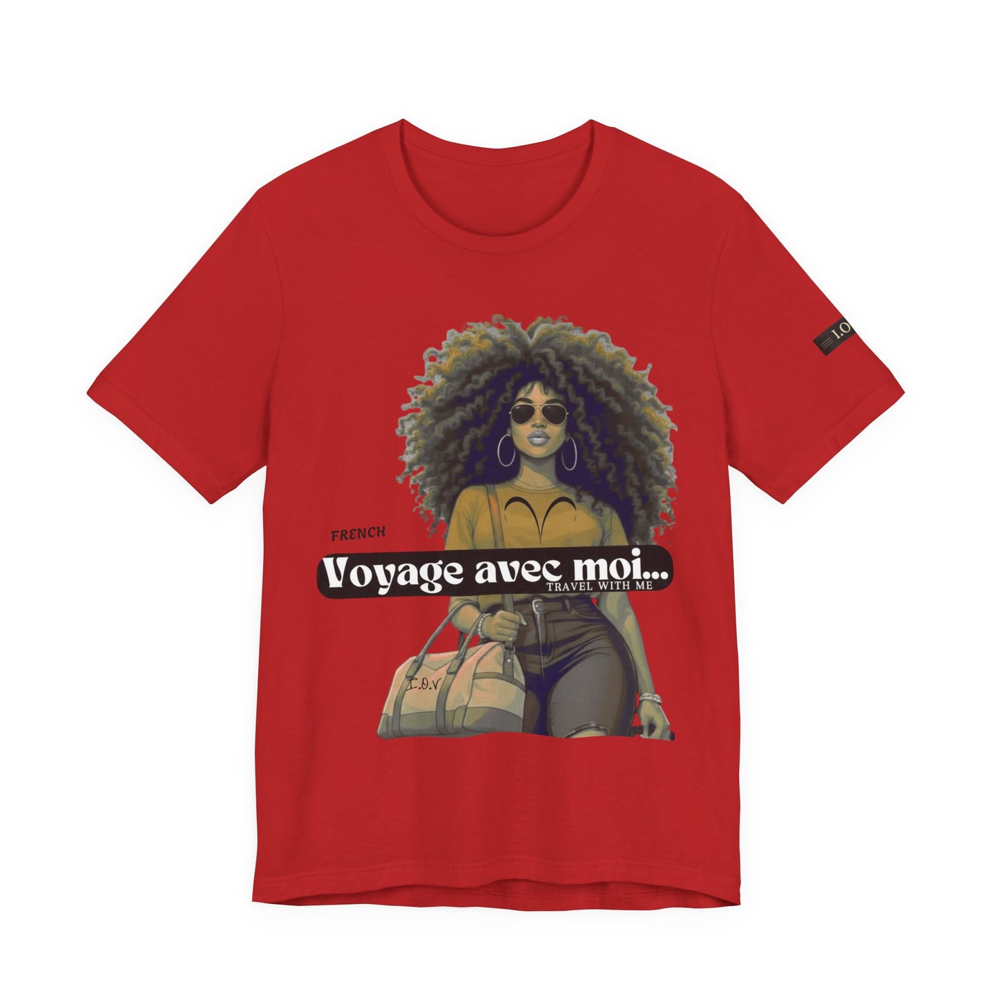I.O.V-(Aries) Voyage Avec Moi Afro Travel Girl Graphic Tee