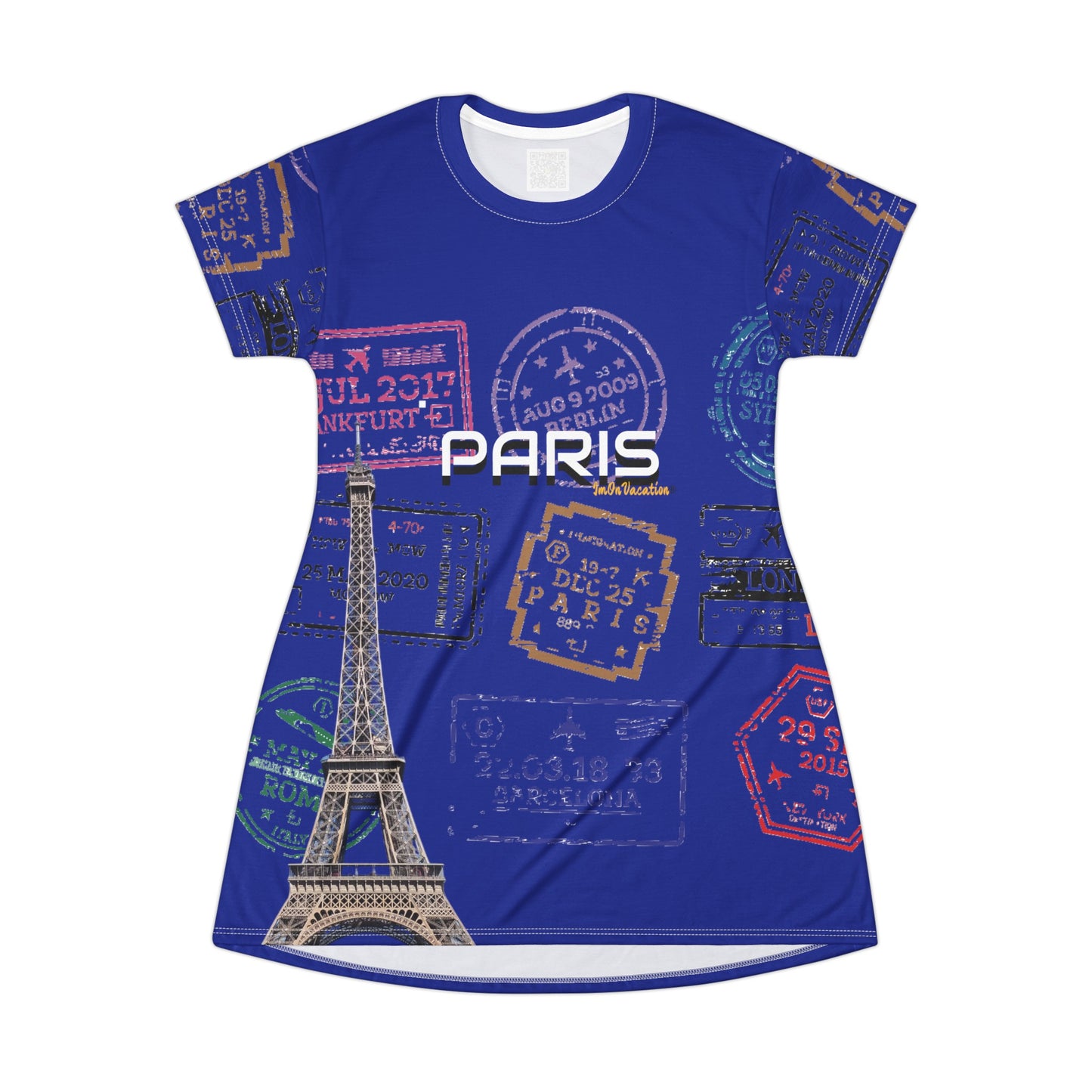 I.O.V-Paris LB Blue All Over Print T-Shirt Dress