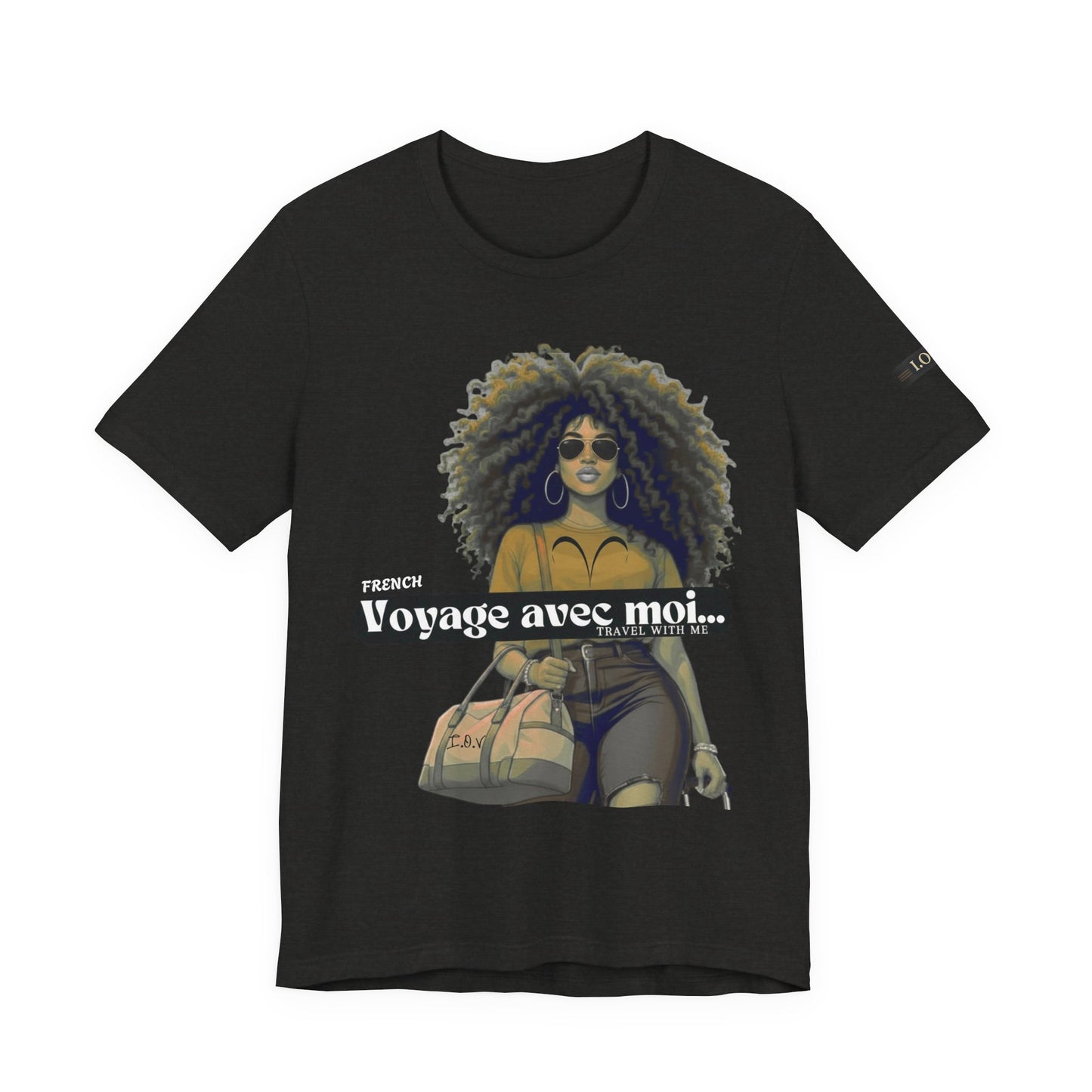 I.O.V-(Aries) Voyage Avec Moi Afro Travel Girl Graphic Tee