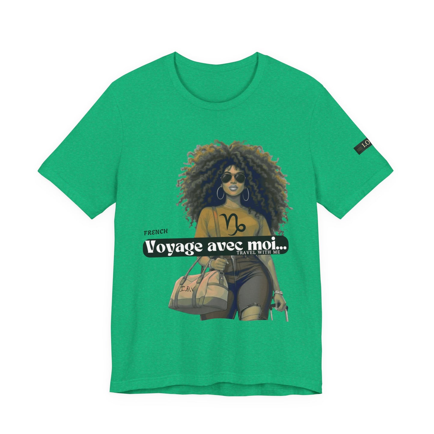 I.O.V-(Capricorn) Voyage Avec Moi Afro Travel Girl Graphic Tee