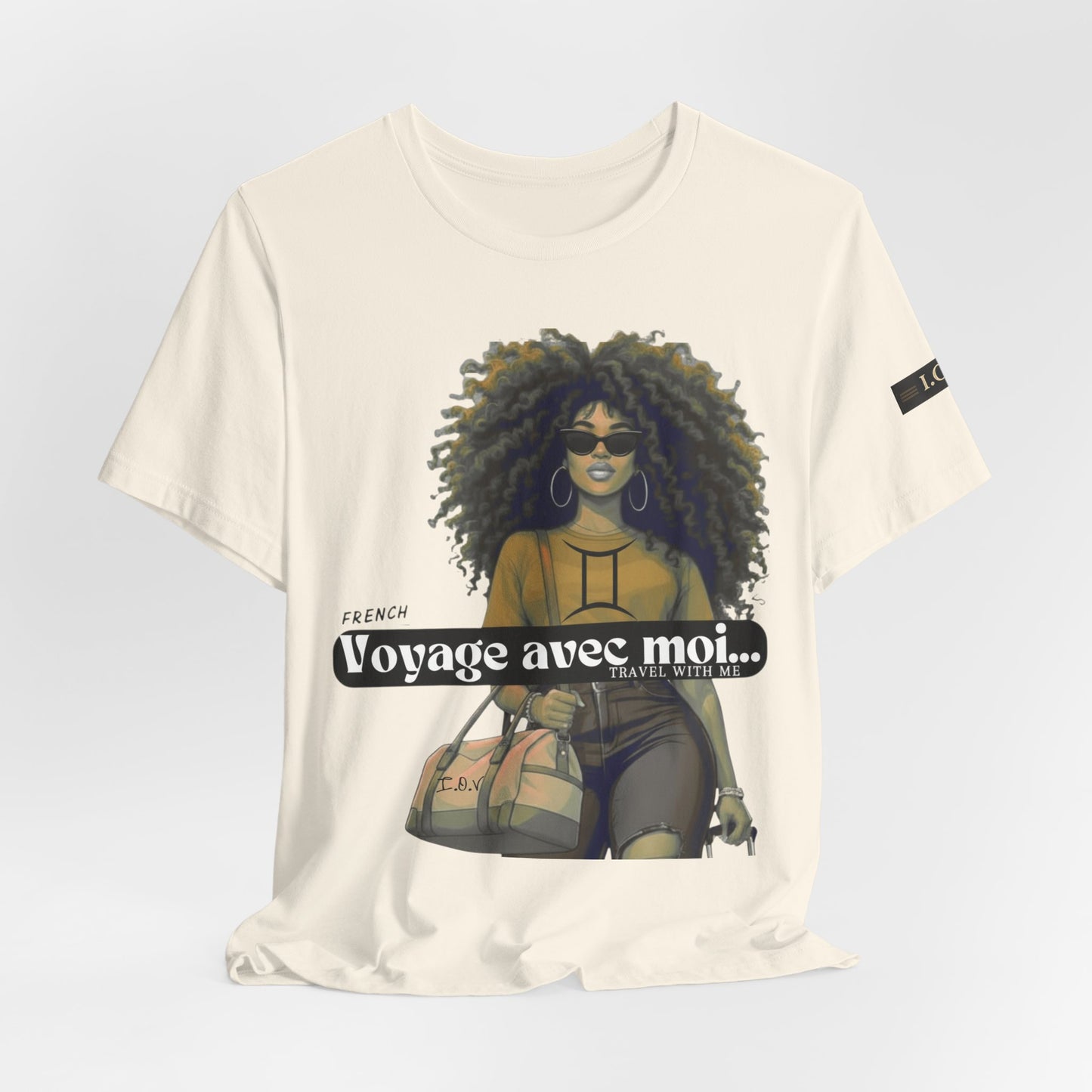 I.O.V-(Gemini) Voyage Avec Moi Afro Travel Girl Graphic Tee