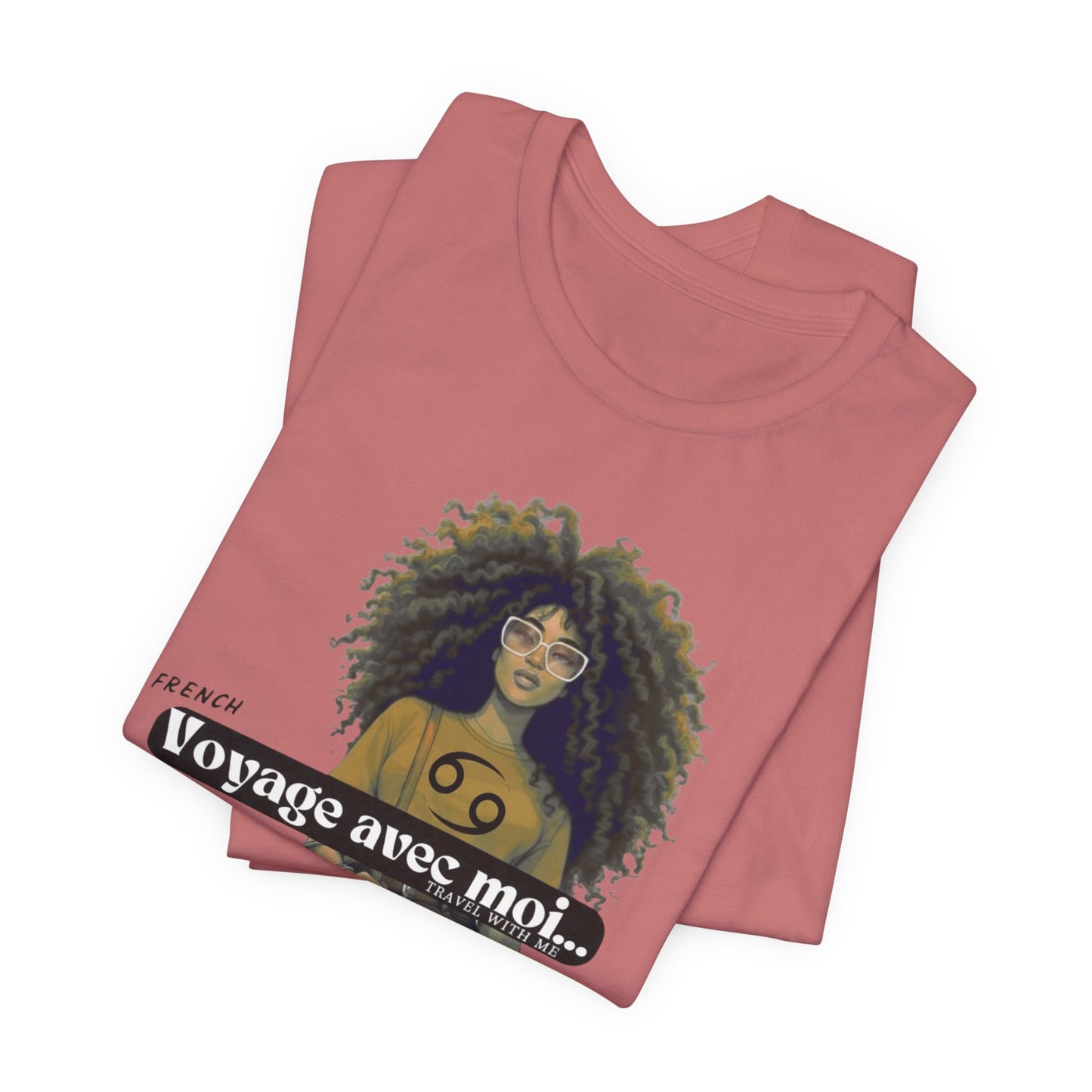 I.O.V-(Cancer) Voyage Avec Moi Afro Travel Girl Graphic Tee