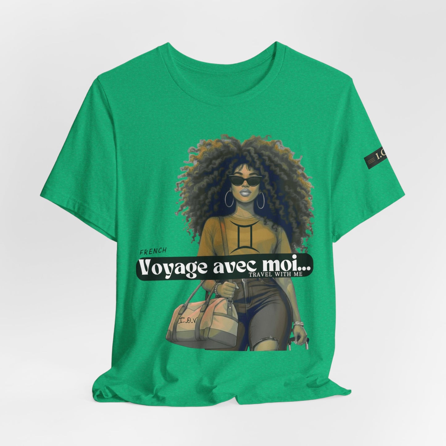 I.O.V-(Gemini) Voyage Avec Moi Afro Travel Girl Graphic Tee