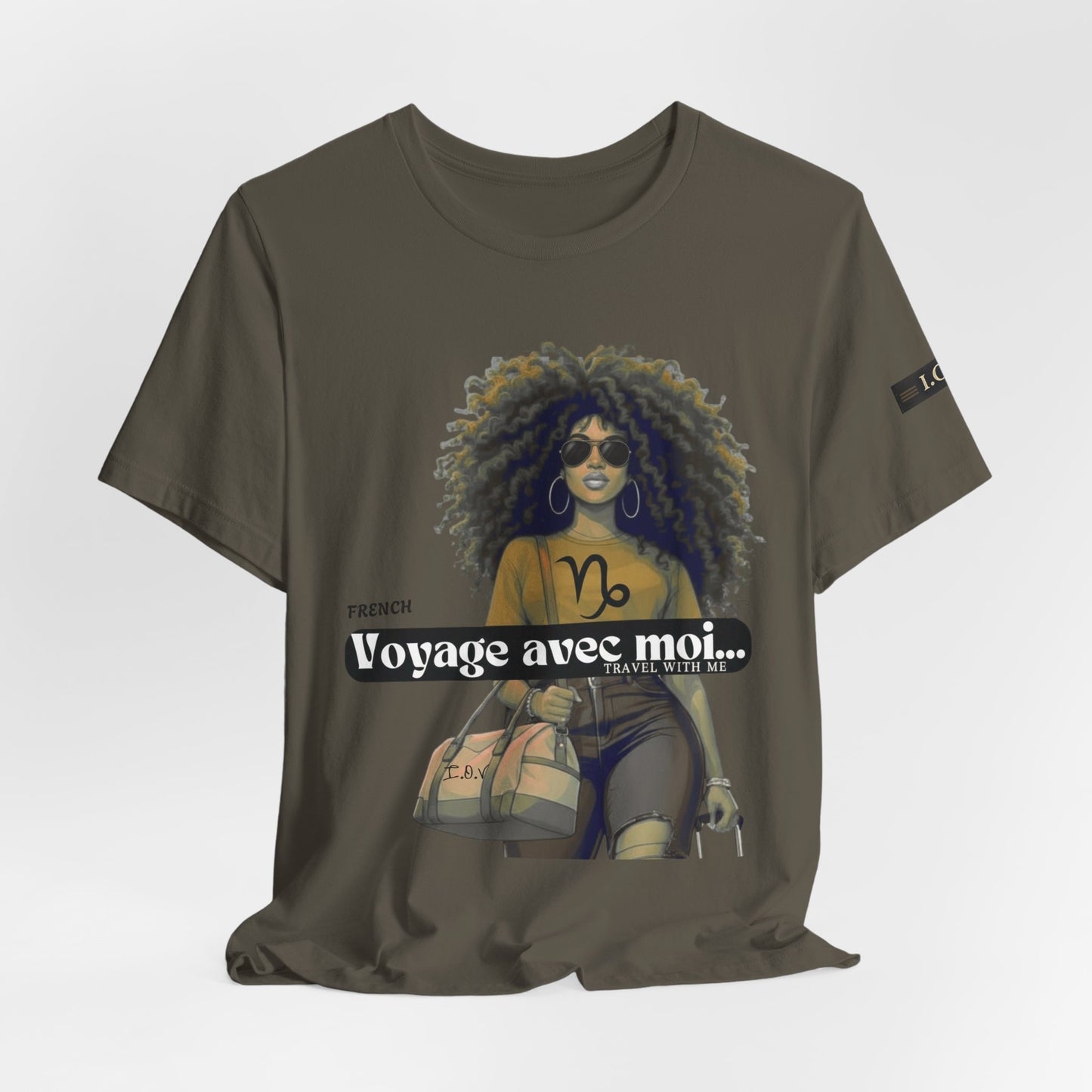 I.O.V-(Capricorn) Voyage Avec Moi Afro Travel Girl Graphic Tee