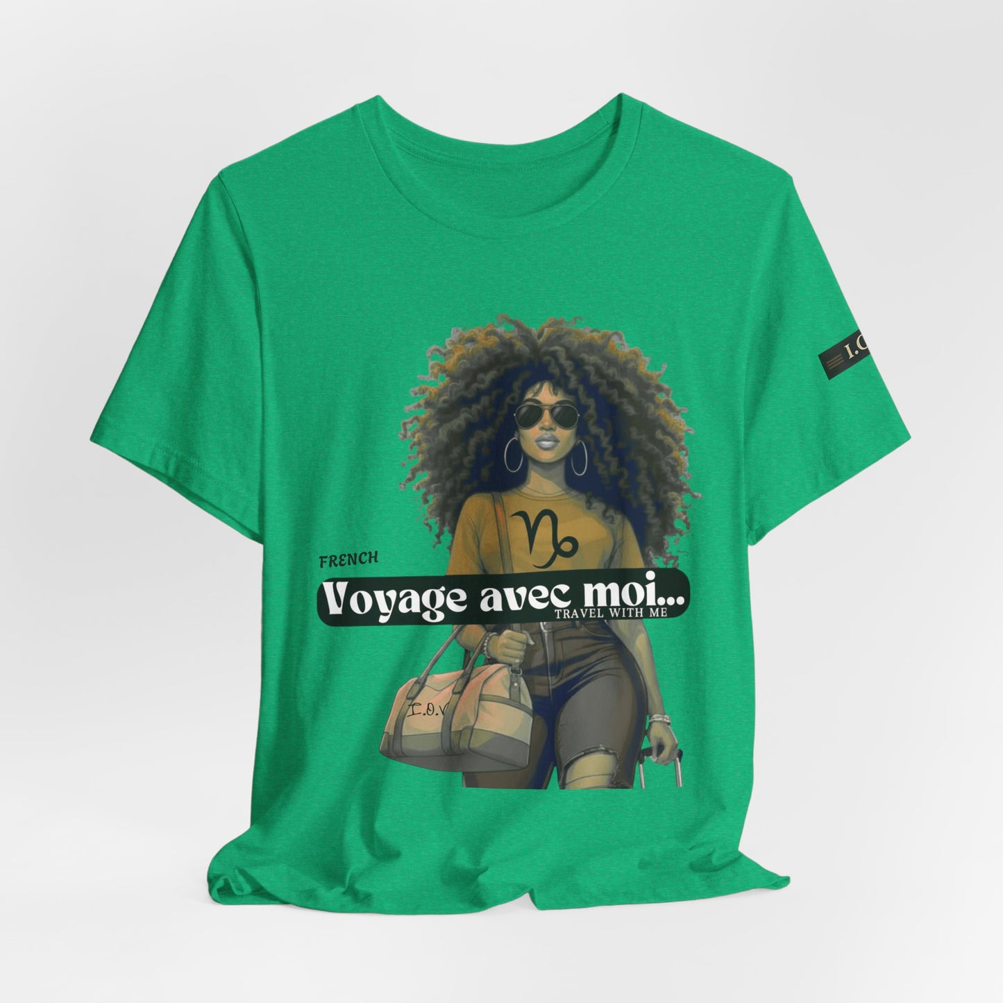 I.O.V-(Capricorn) Voyage Avec Moi Afro Travel Girl Graphic Tee