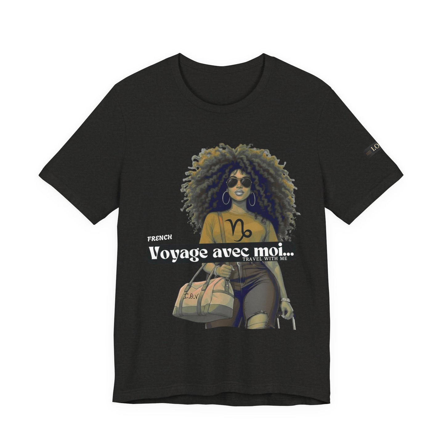 I.O.V-(Capricorn) Voyage Avec Moi Afro Travel Girl Graphic Tee