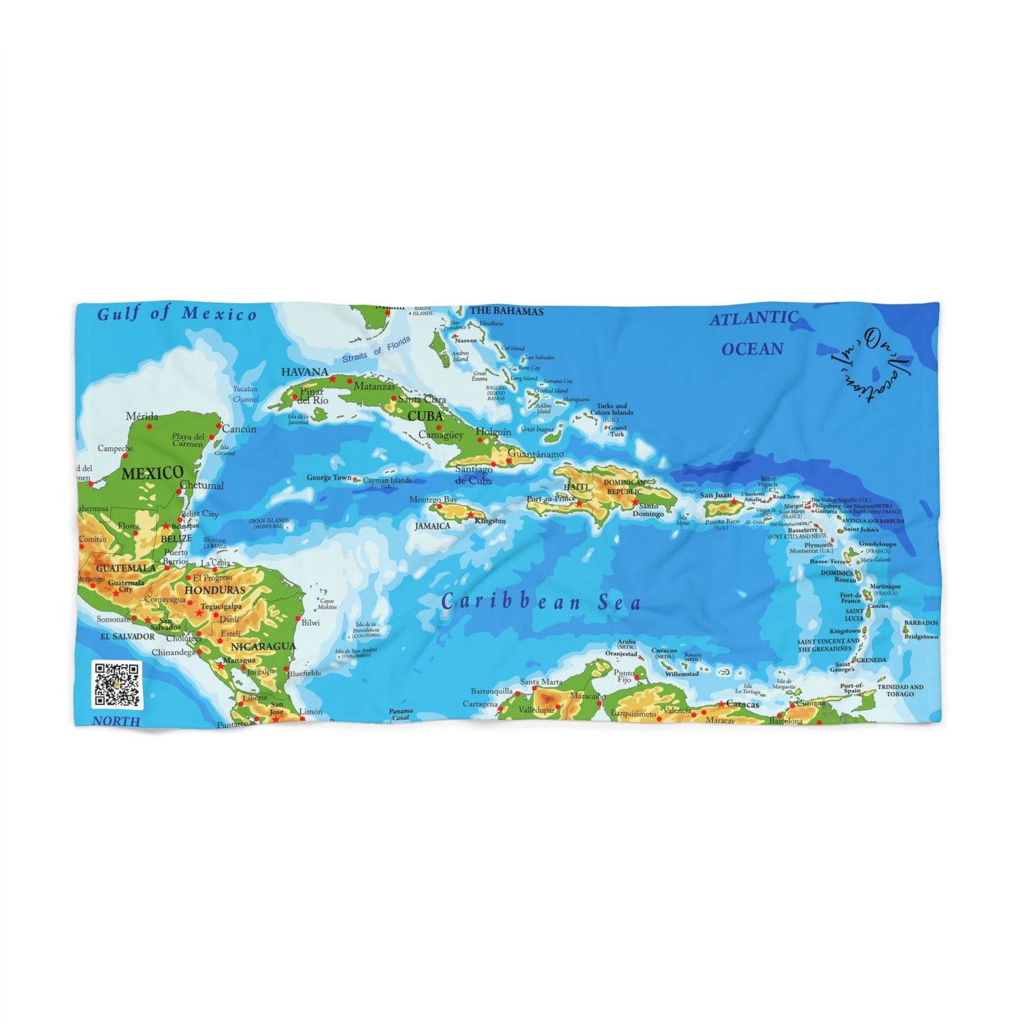 I.O.V-Caribbean Map Beach Towel