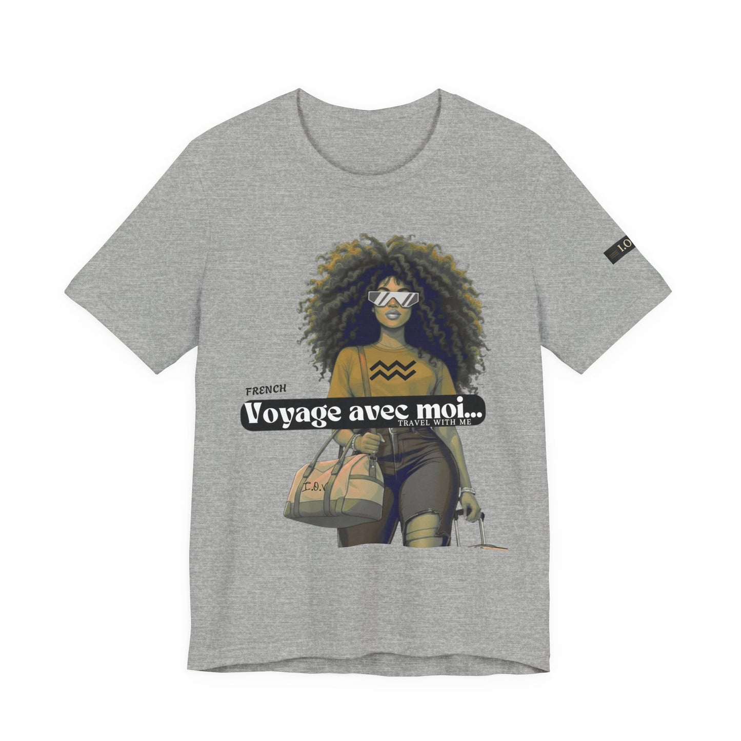 I.O.V-(Aquarius) Voyage Avec Moi Afro Travel Girl Graphic Tee