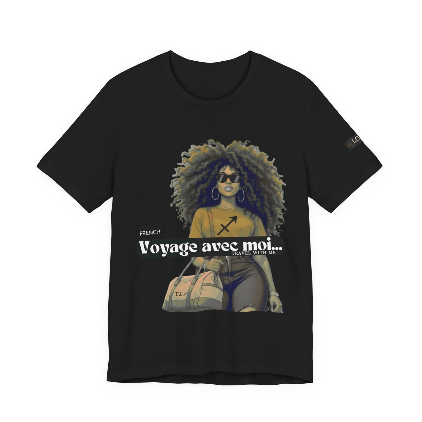 I.O.V-(Sagittarius) Voyage Avec Moi Afro Travel Girl Graphic Tee