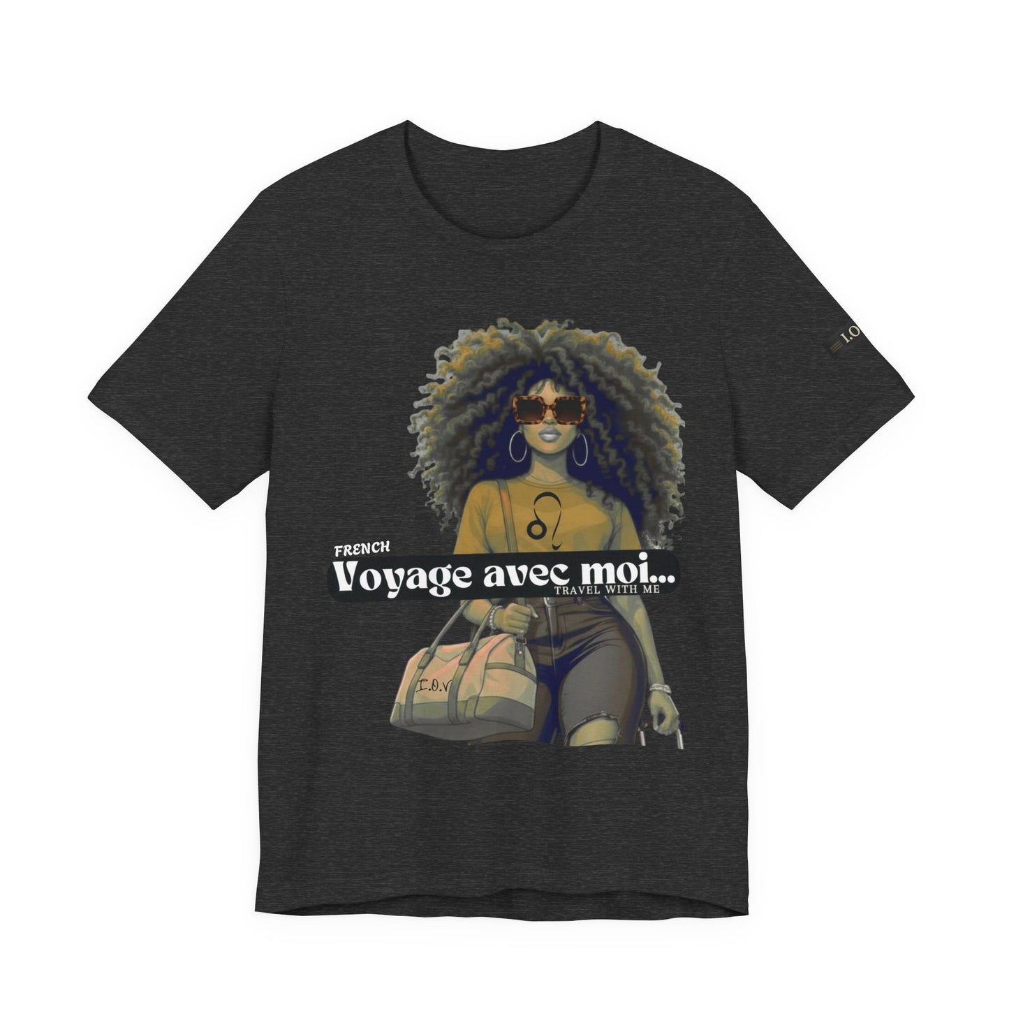 I.O.V-(Leo) Voyage Avec Moi Afro Travel Girl Graphic Tee