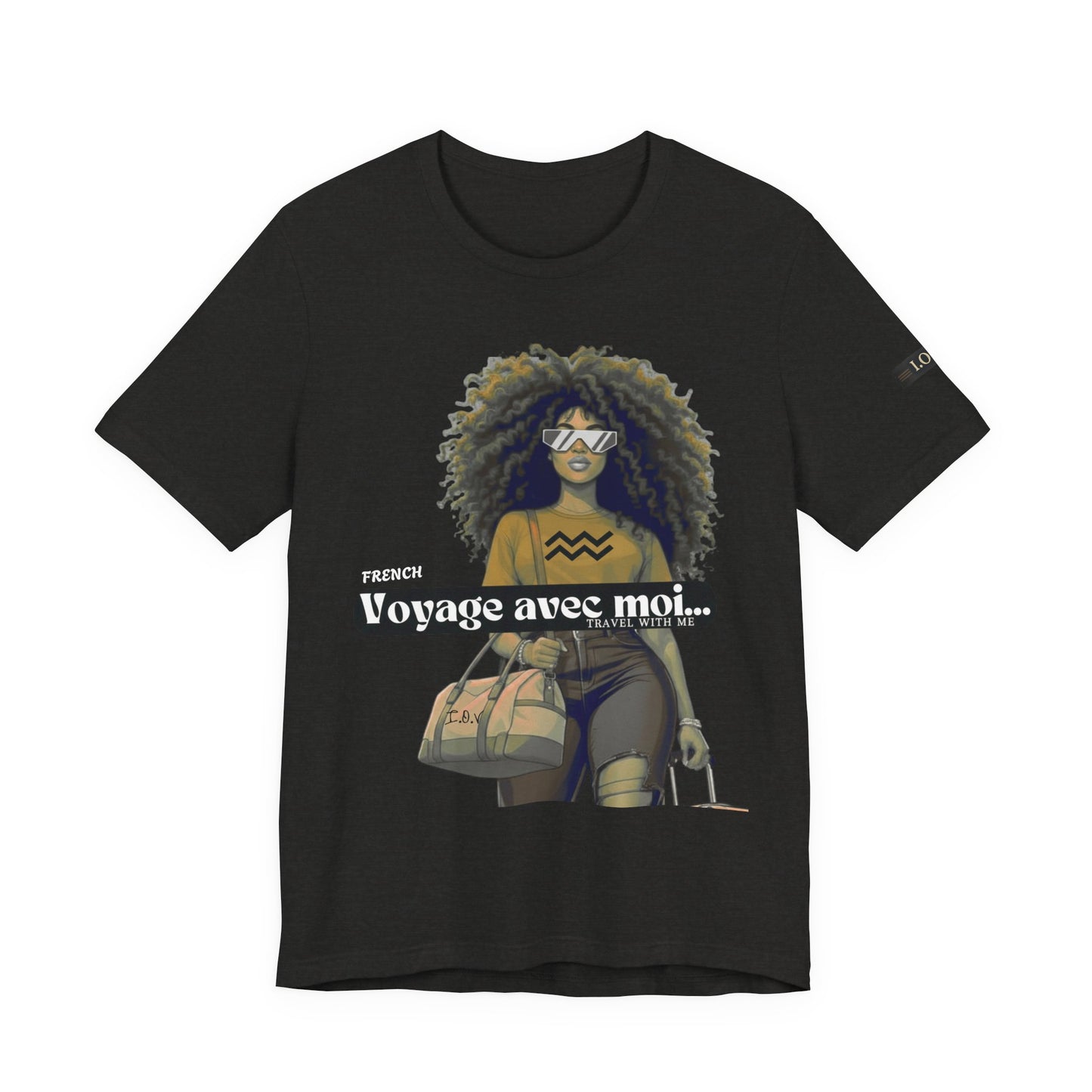 I.O.V-(Aquarius) Voyage Avec Moi Afro Travel Girl Graphic Tee