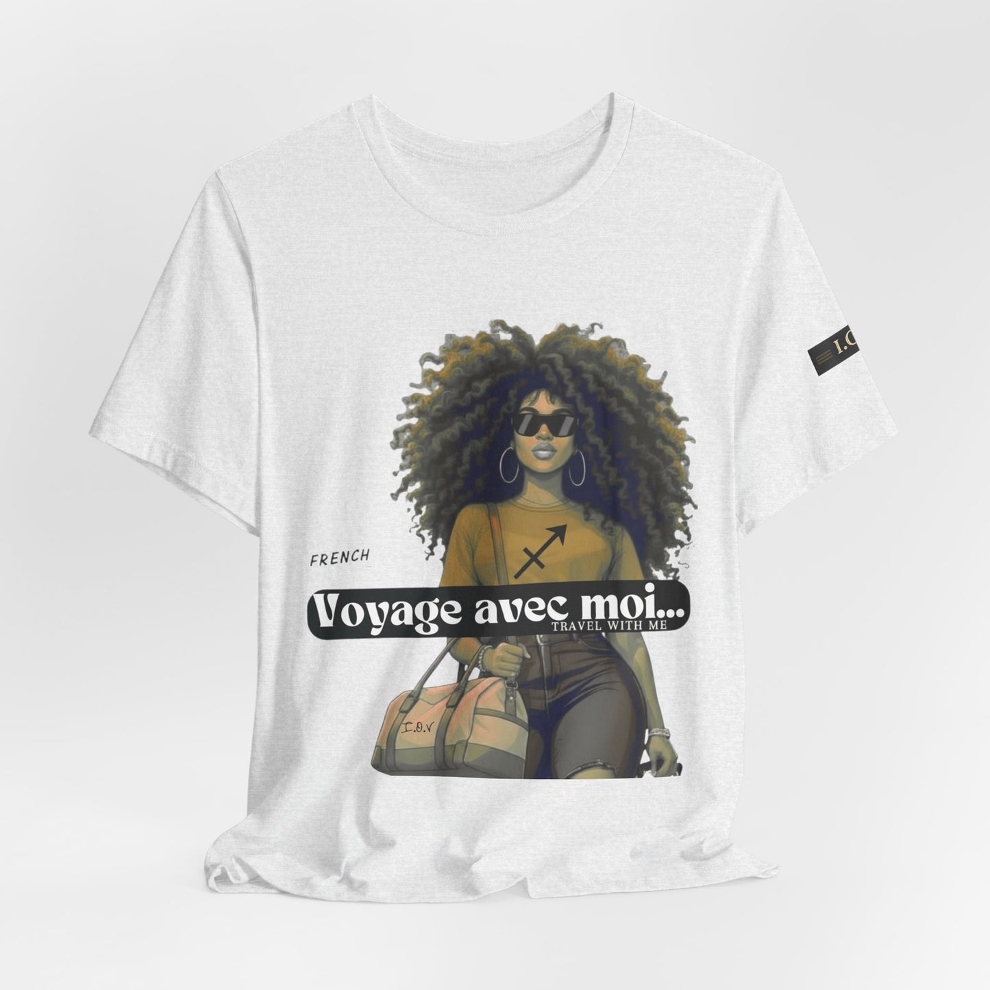 I.O.V-(Sagittarius) Voyage Avec Moi Afro Travel Girl Graphic Tee