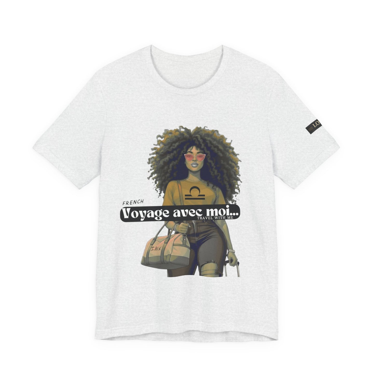 I.O.V-(Libra) Voyage Avec Moi Afro Travel Girl Graphic Tee