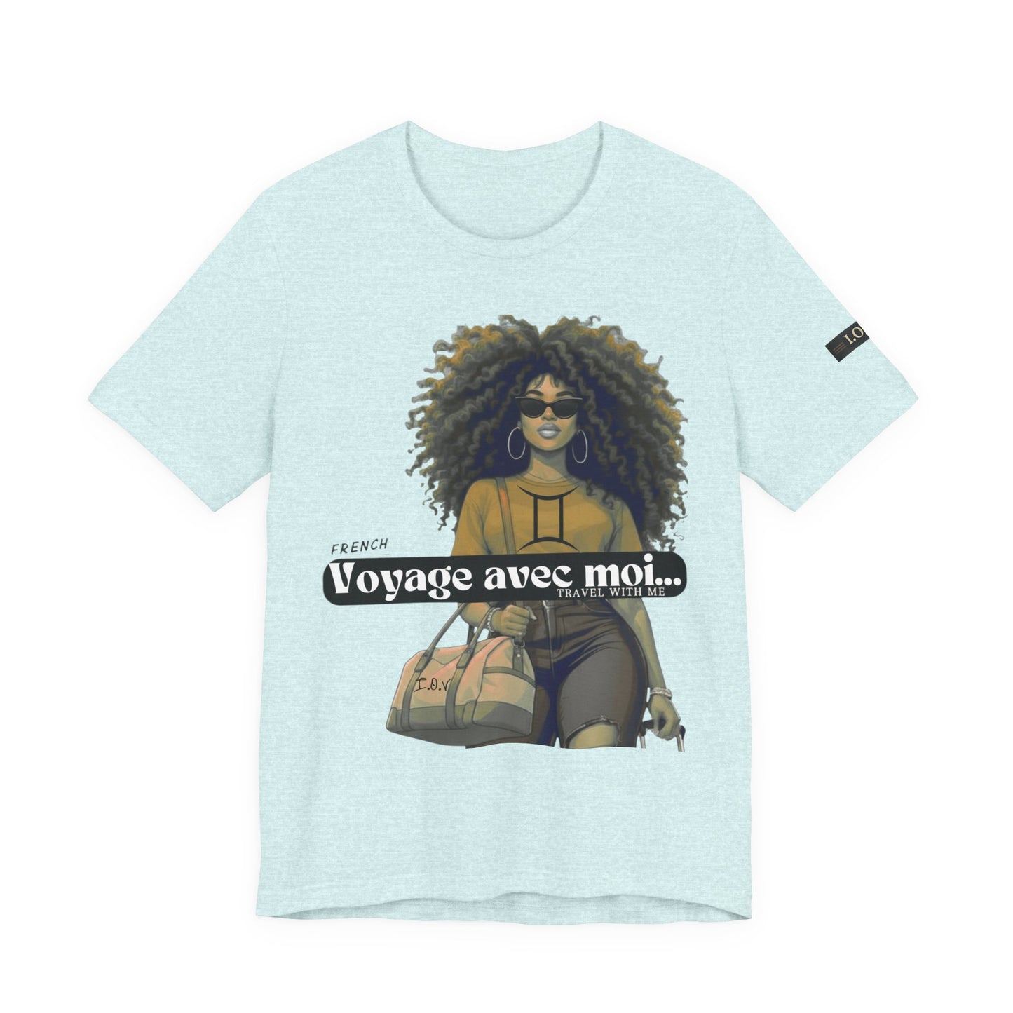 I.O.V-(Gemini) Voyage Avec Moi Afro Travel Girl Graphic Tee