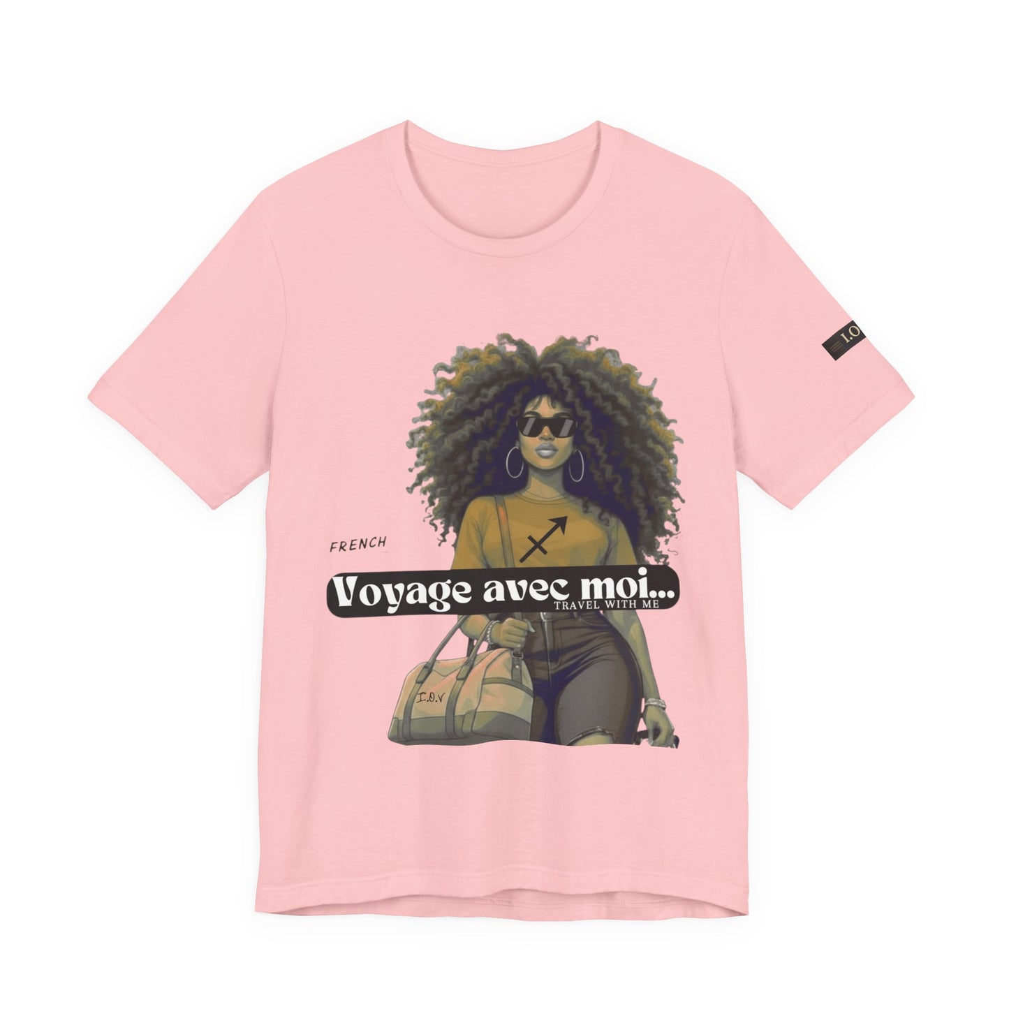 I.O.V-(Sagittarius) Voyage Avec Moi Afro Travel Girl Graphic Tee