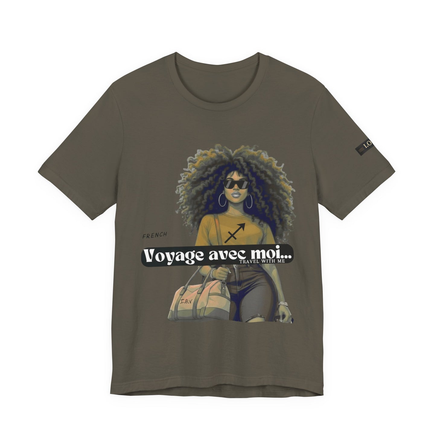 I.O.V-(Sagittarius) Voyage Avec Moi Afro Travel Girl Graphic Tee