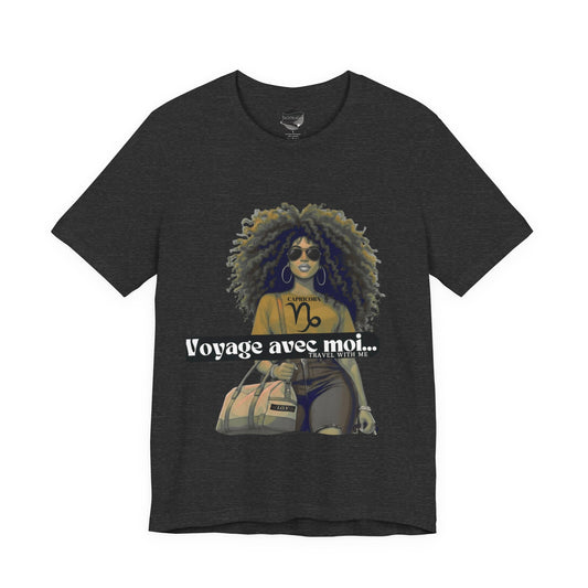I.O.V-(Capricorn) Voyage Avec Moi Afro Travel Girl Graphic Tee