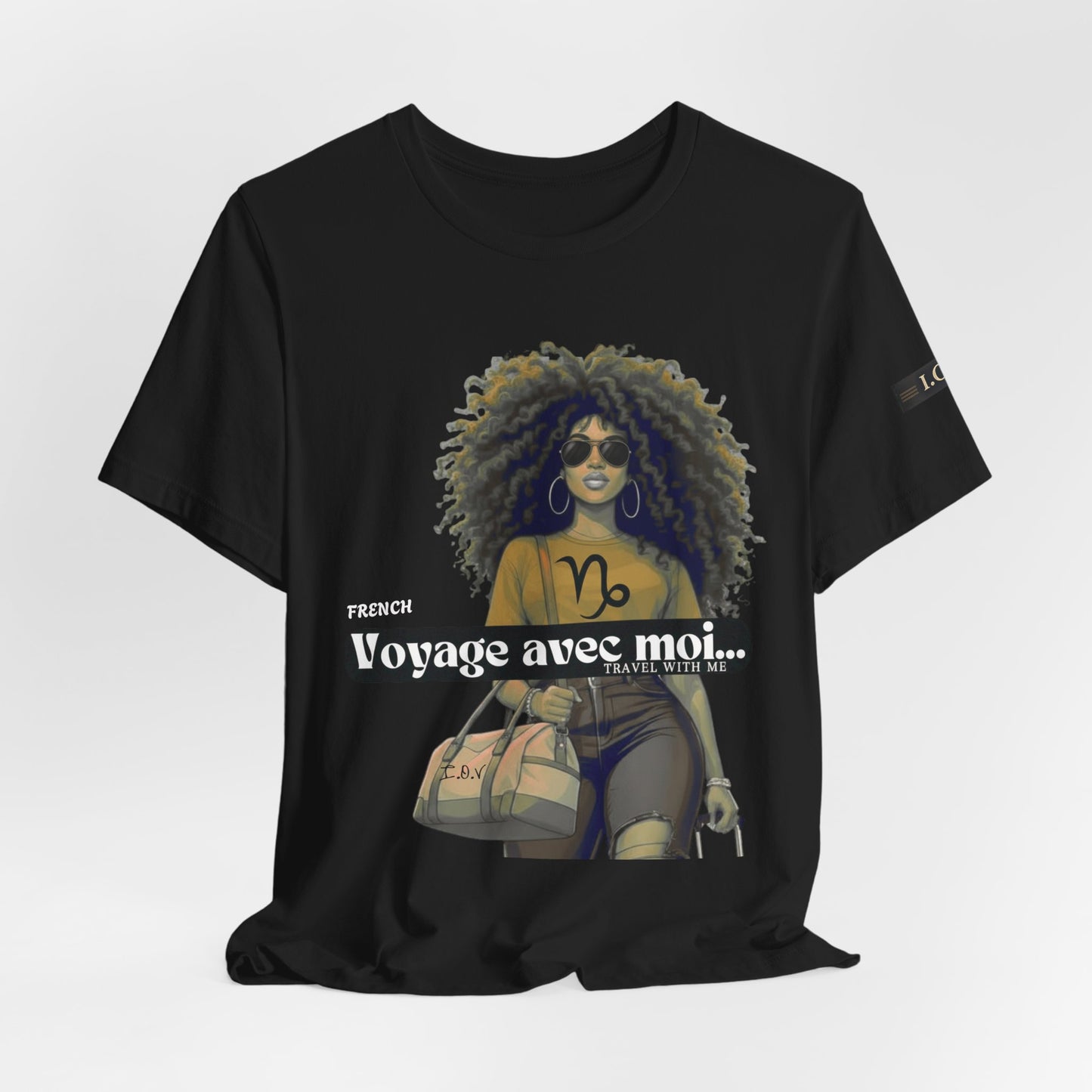 I.O.V-(Capricorn) Voyage Avec Moi Afro Travel Girl Graphic Tee