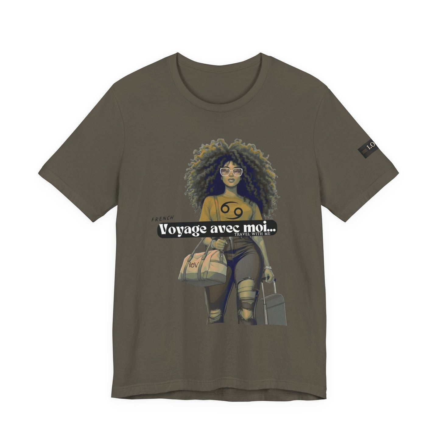I.O.V-(Cancer) Voyage Avec Moi Afro Travel Girl Graphic Tee