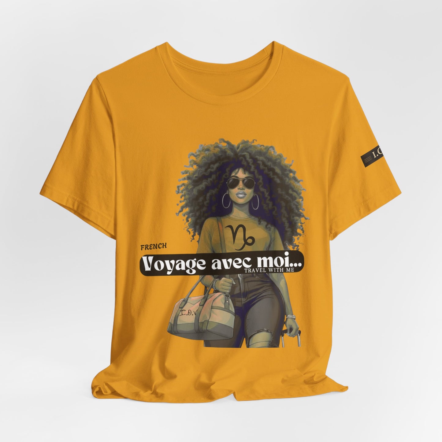 I.O.V-(Capricorn) Voyage Avec Moi Afro Travel Girl Graphic Tee