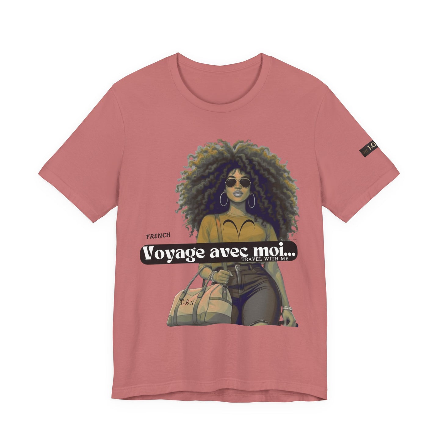 I.O.V-(Aries) Voyage Avec Moi Afro Travel Girl Graphic Tee