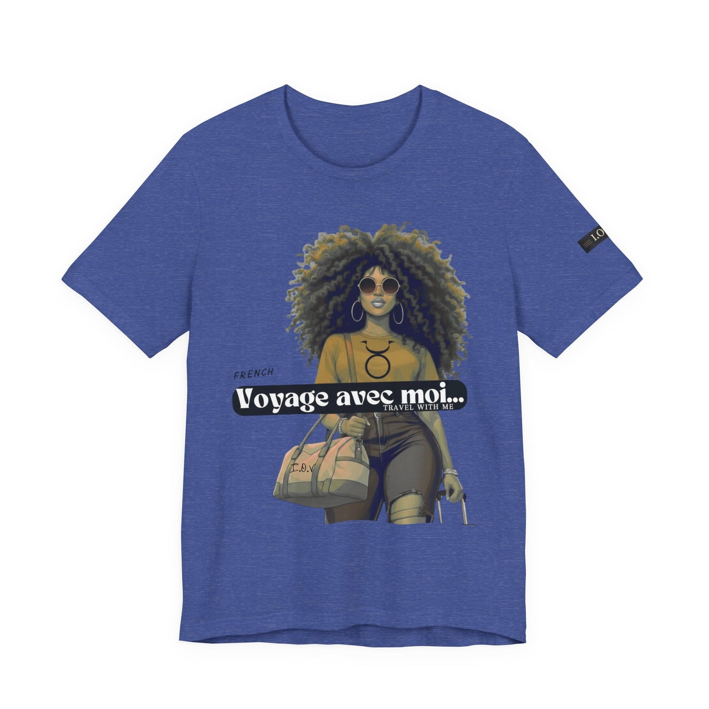 I.O.V-(Taurus) Voyage Avec Moi Afro Travel Girl Graphic Tee