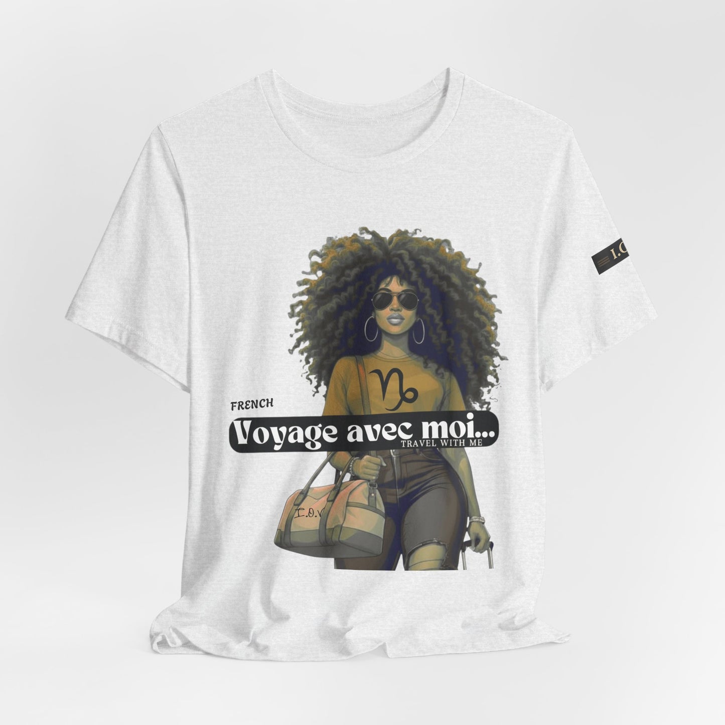 I.O.V-(Capricorn) Voyage Avec Moi Afro Travel Girl Graphic Tee
