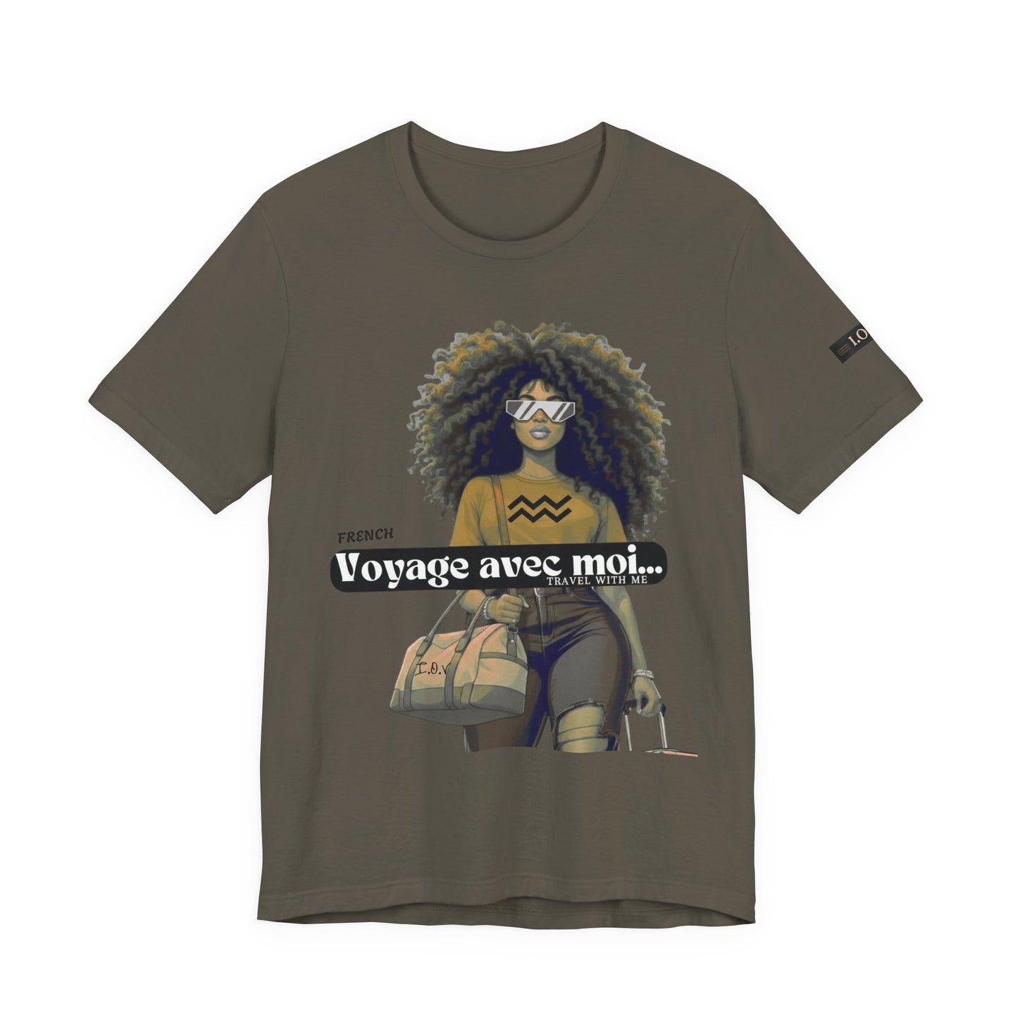 I.O.V-(Aquarius) Voyage Avec Moi Afro Travel Girl Graphic Tee