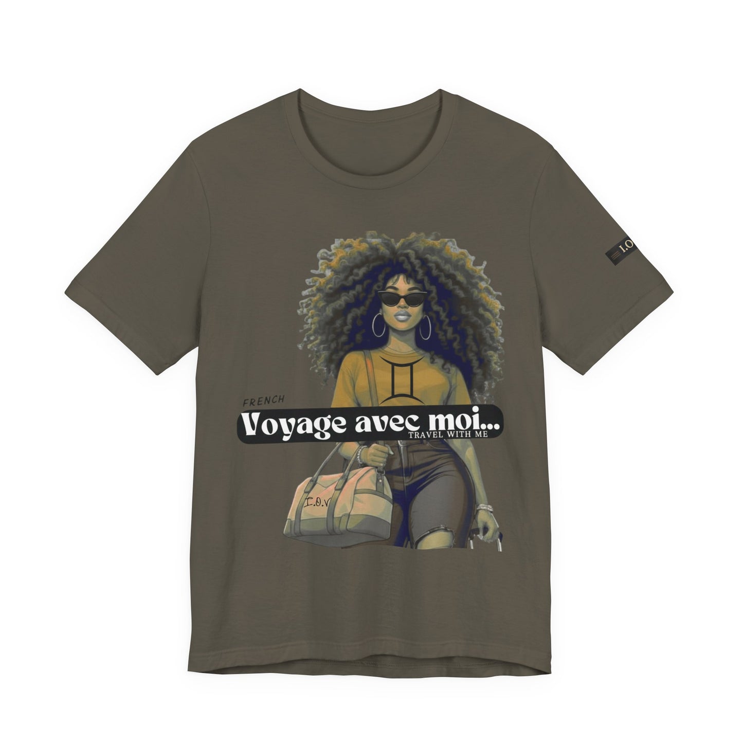 I.O.V-(Gemini) Voyage Avec Moi Afro Travel Girl Graphic Tee