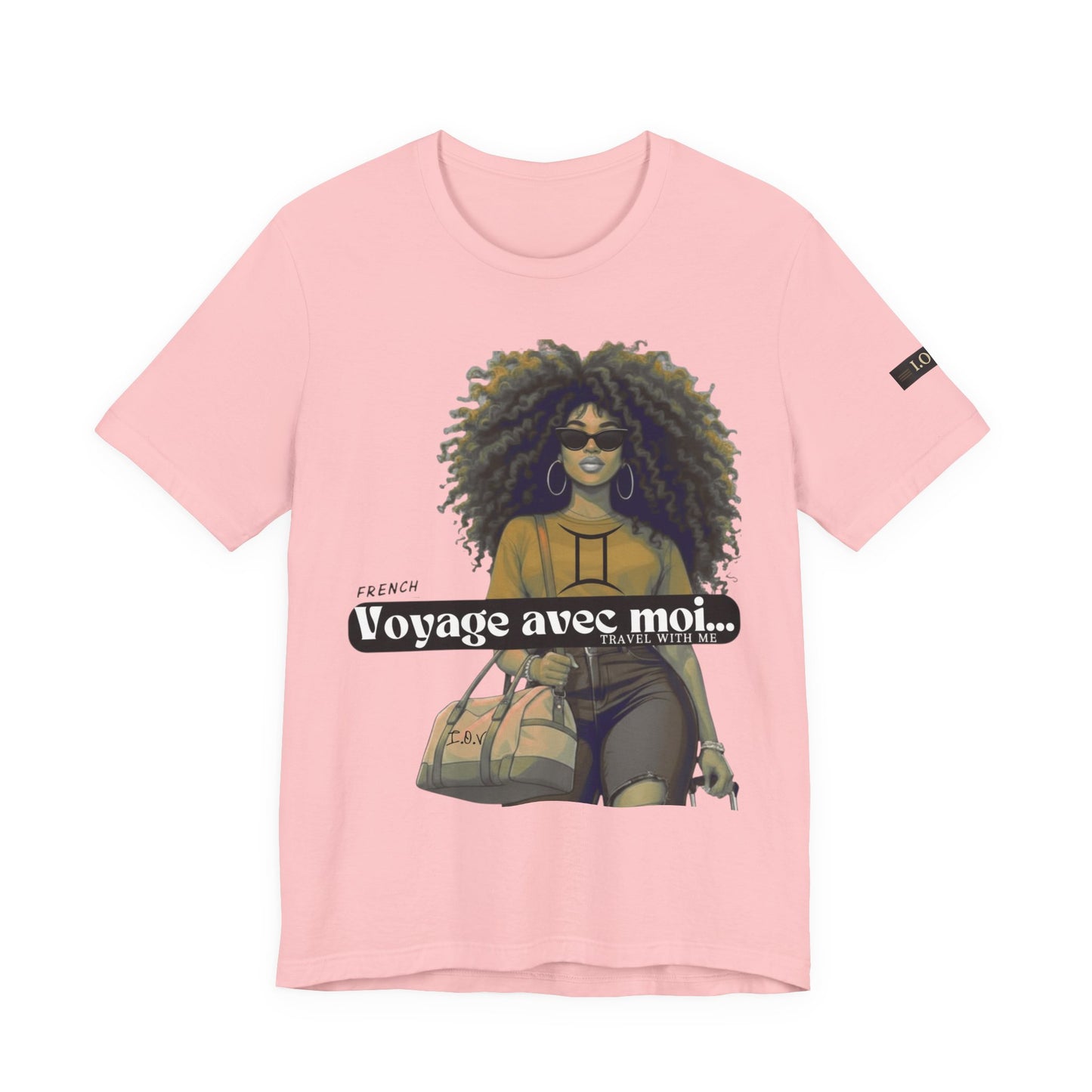 I.O.V-(Gemini) Voyage Avec Moi Afro Travel Girl Graphic Tee