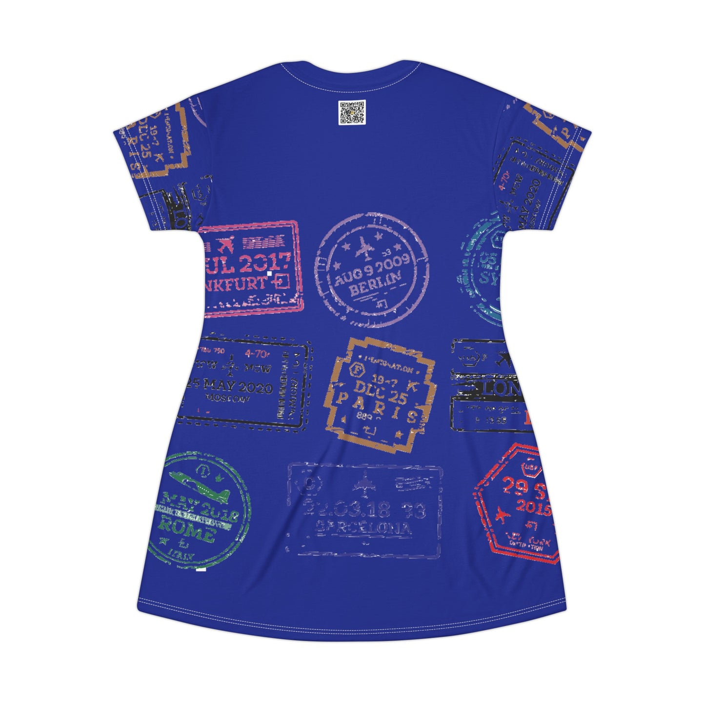 I.O.V-Paris LB Blue All Over Print T-Shirt Dress