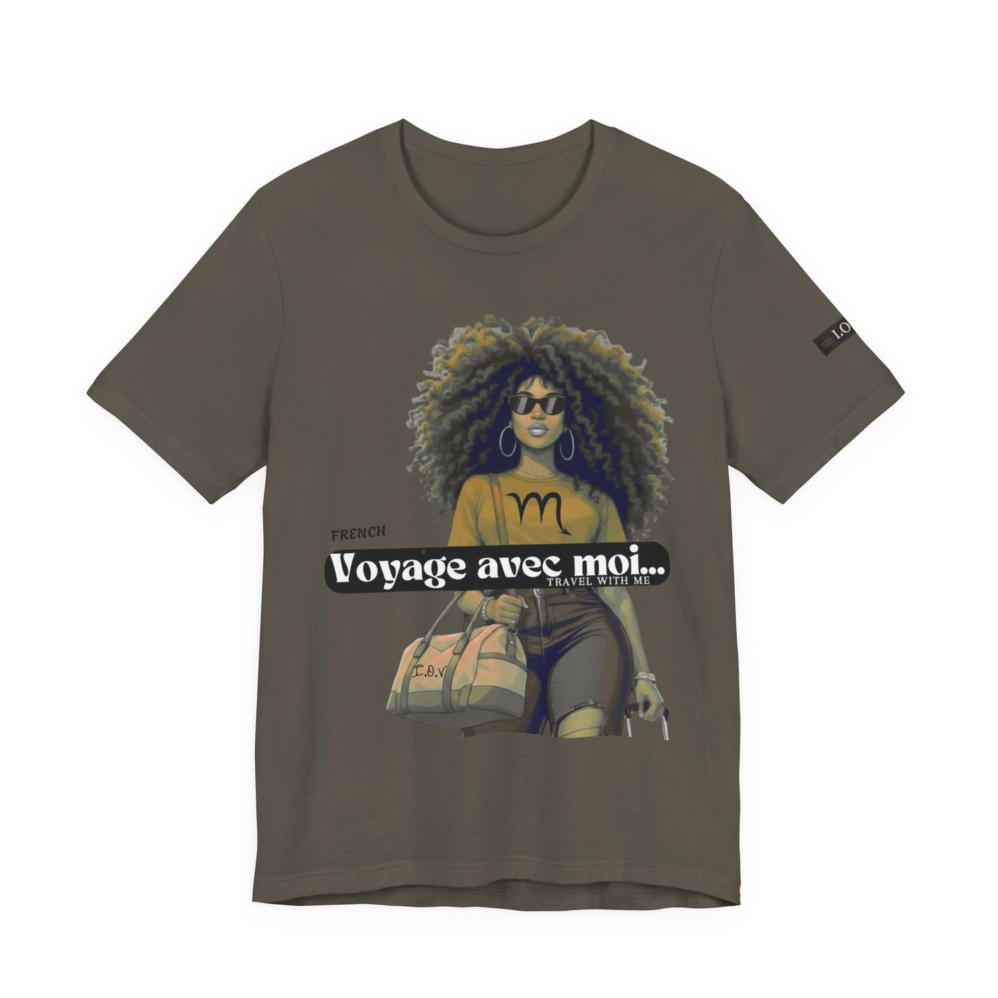I.O.V-(Scorpio) Voyage Avec Moi Afro Travel Girl Graphic Tee