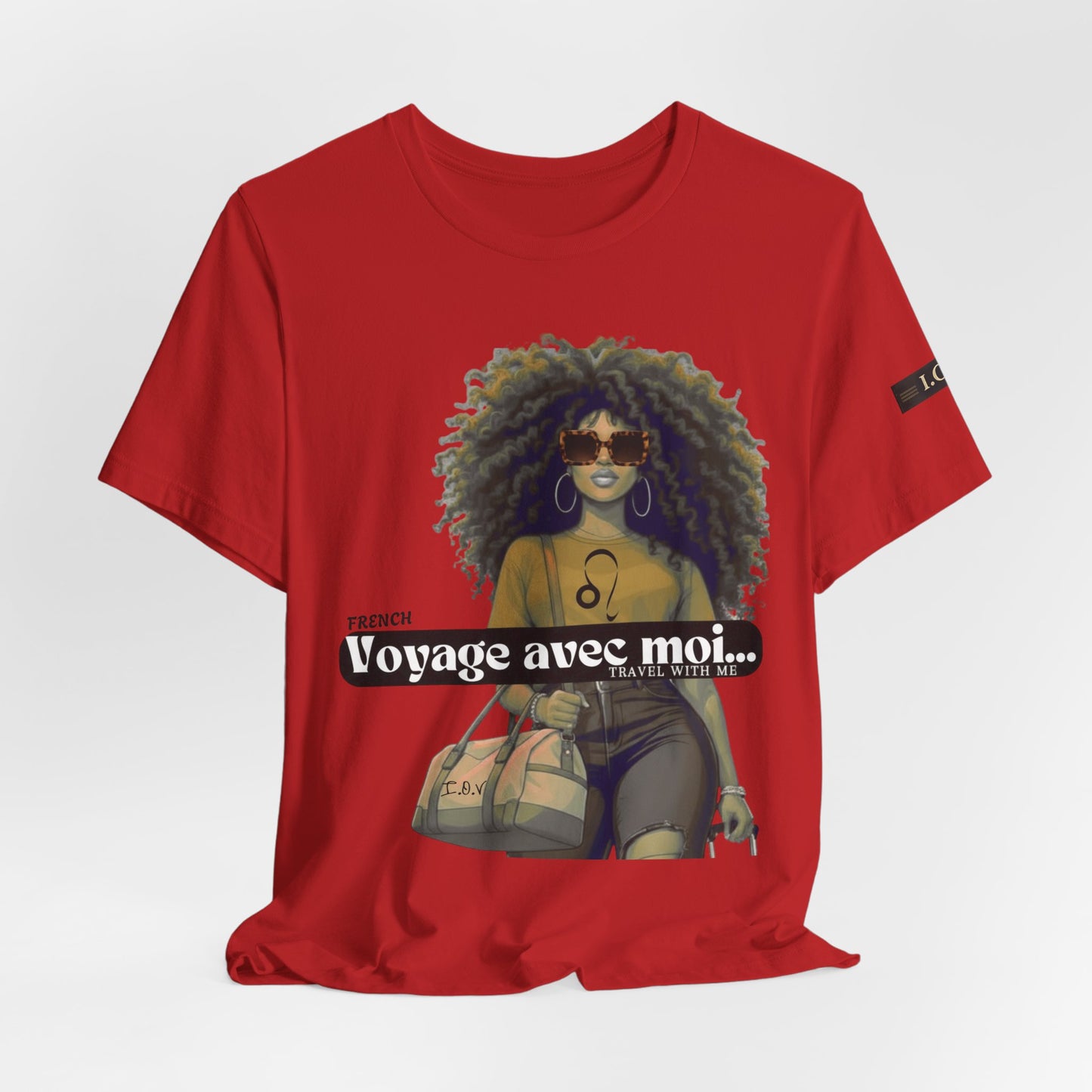 I.O.V-(Leo) Voyage Avec Moi Afro Travel Girl Graphic Tee
