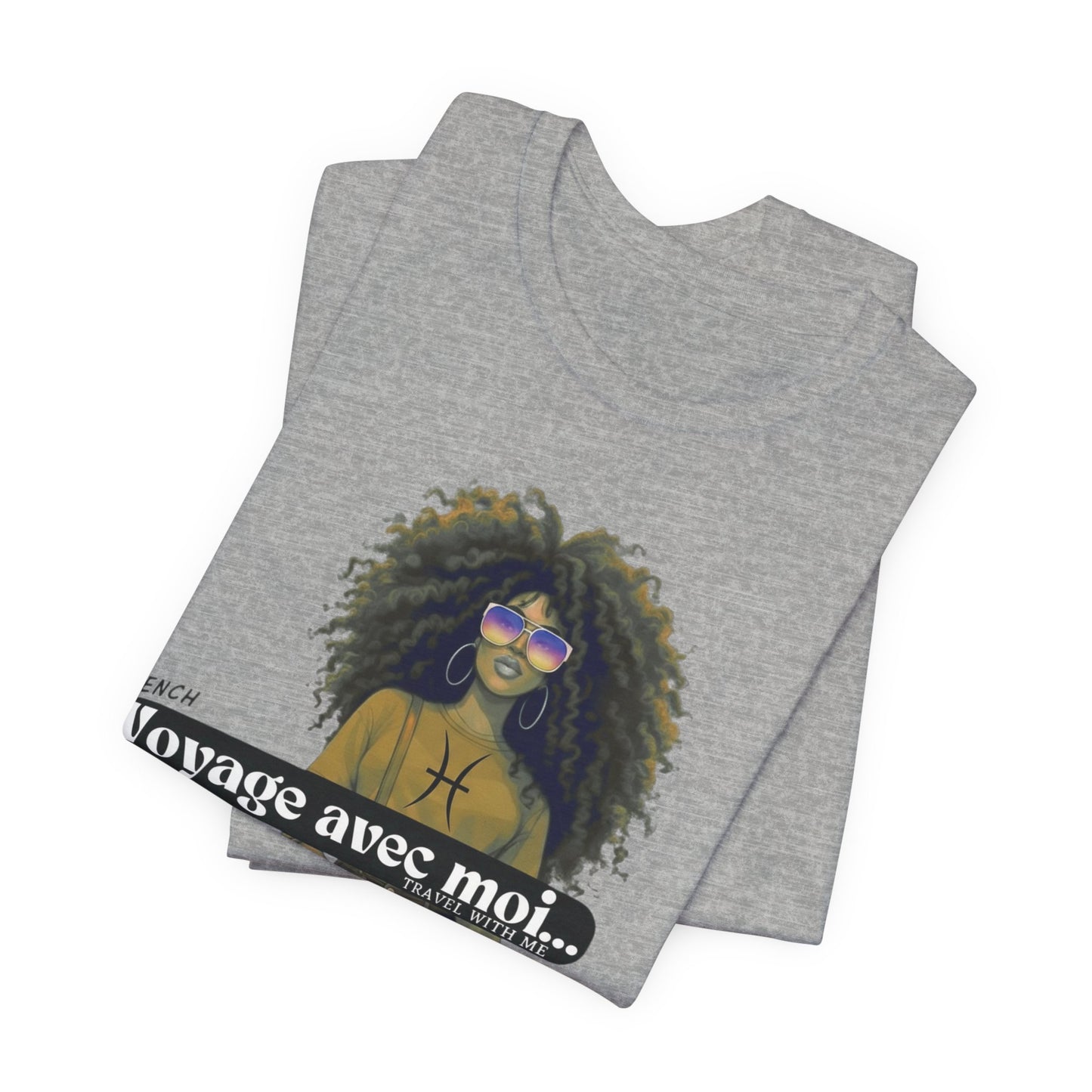 I.O.V-(Pisces) Voyage Avec Moi Afro Travel Girl Graphic Tee