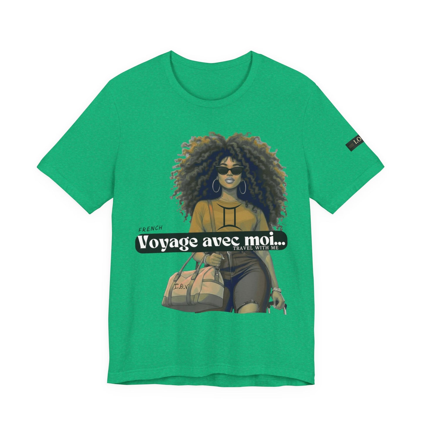 I.O.V-(Gemini) Voyage Avec Moi Afro Travel Girl Graphic Tee