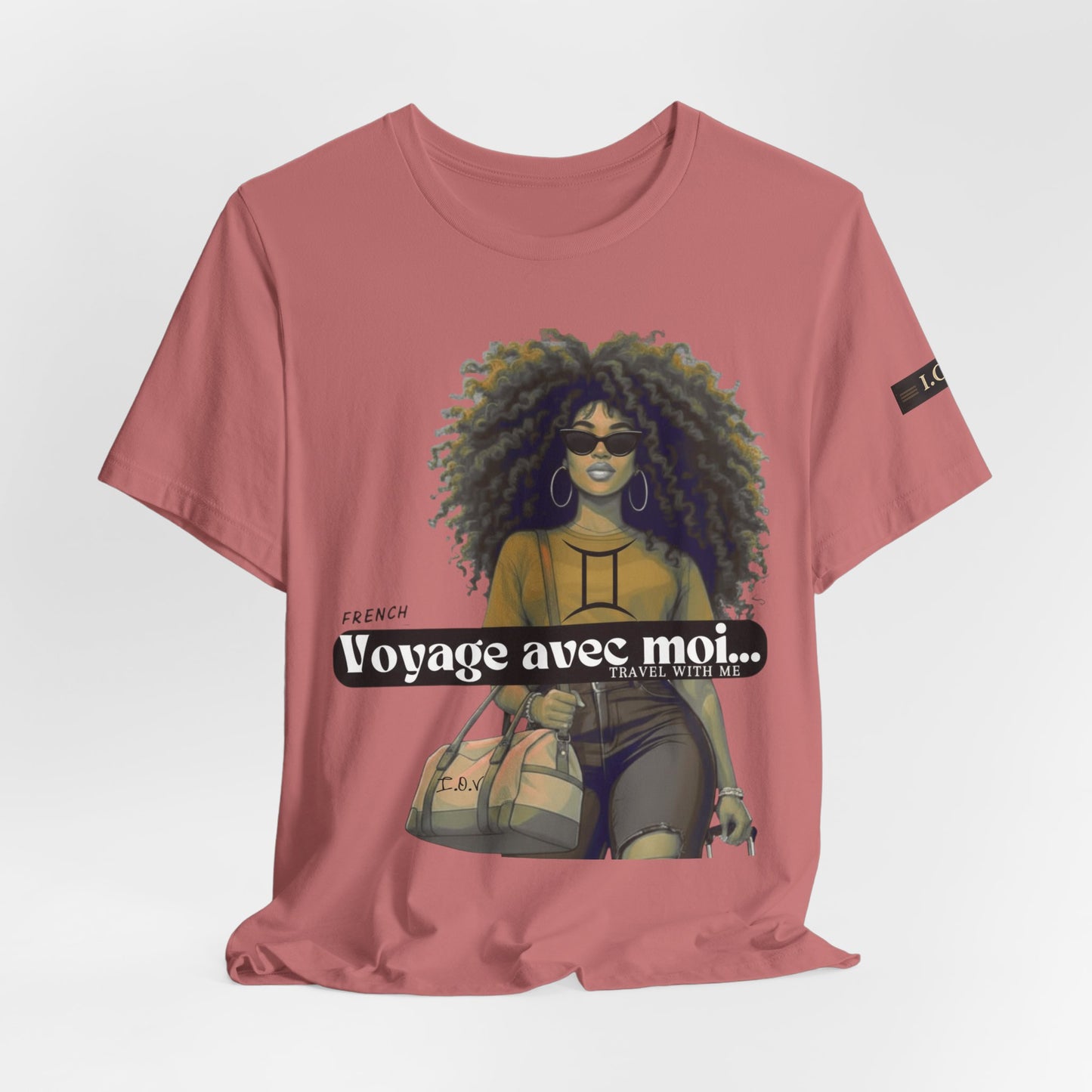 I.O.V-(Gemini) Voyage Avec Moi Afro Travel Girl Graphic Tee