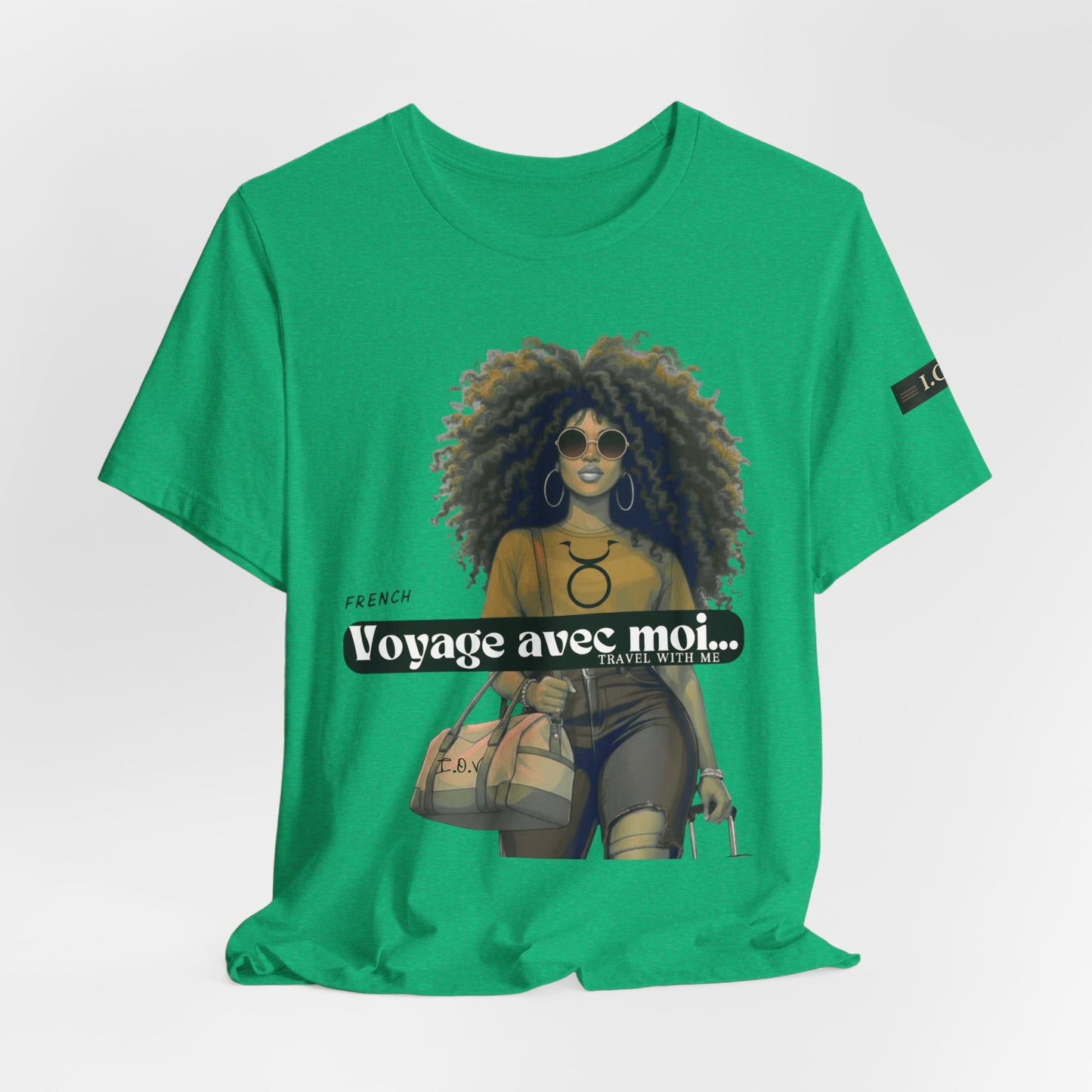 I.O.V-(Taurus) Voyage Avec Moi Afro Travel Girl Graphic Tee