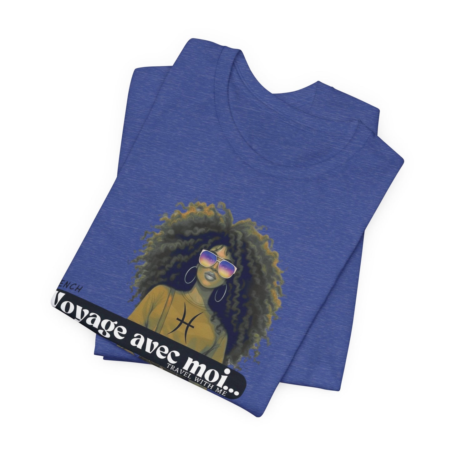 I.O.V-(Pisces) Voyage Avec Moi Afro Travel Girl Graphic Tee