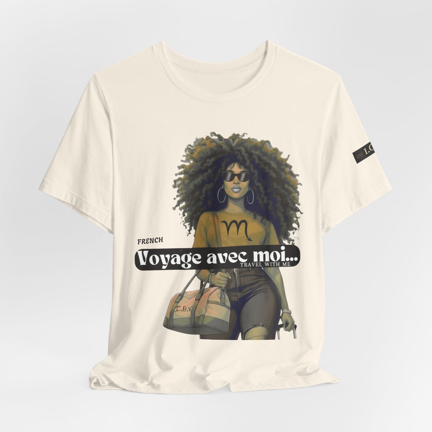 I.O.V-(Scorpio) Voyage Avec Moi Afro Travel Girl Graphic Tee