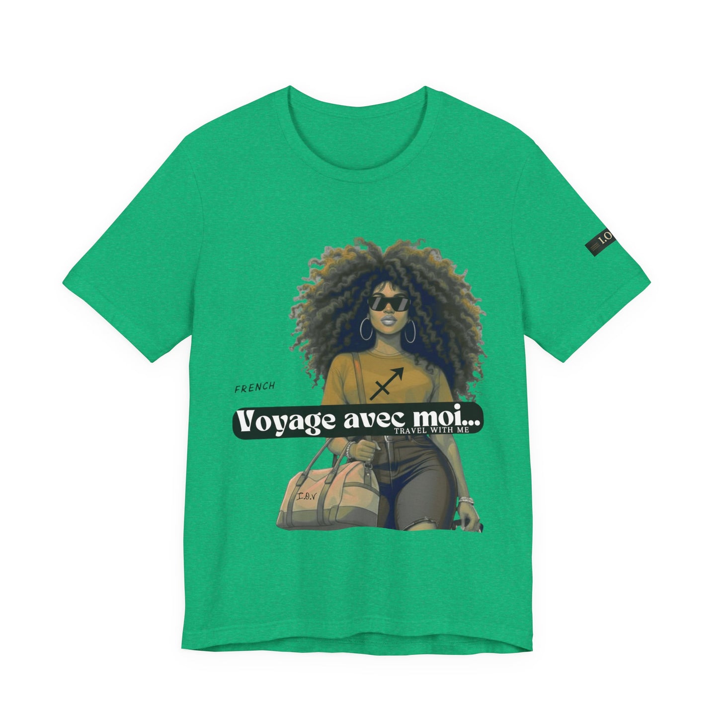 I.O.V-(Sagittarius) Voyage Avec Moi Afro Travel Girl Graphic Tee