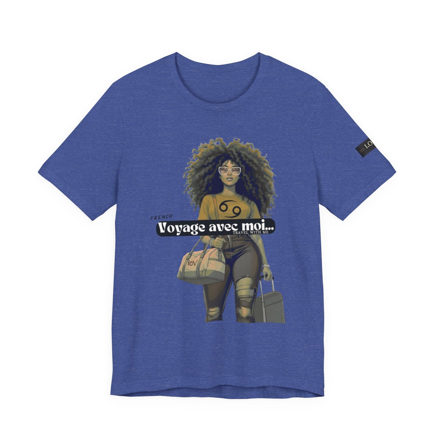 I.O.V-(Cancer) Voyage Avec Moi Afro Travel Girl Graphic Tee