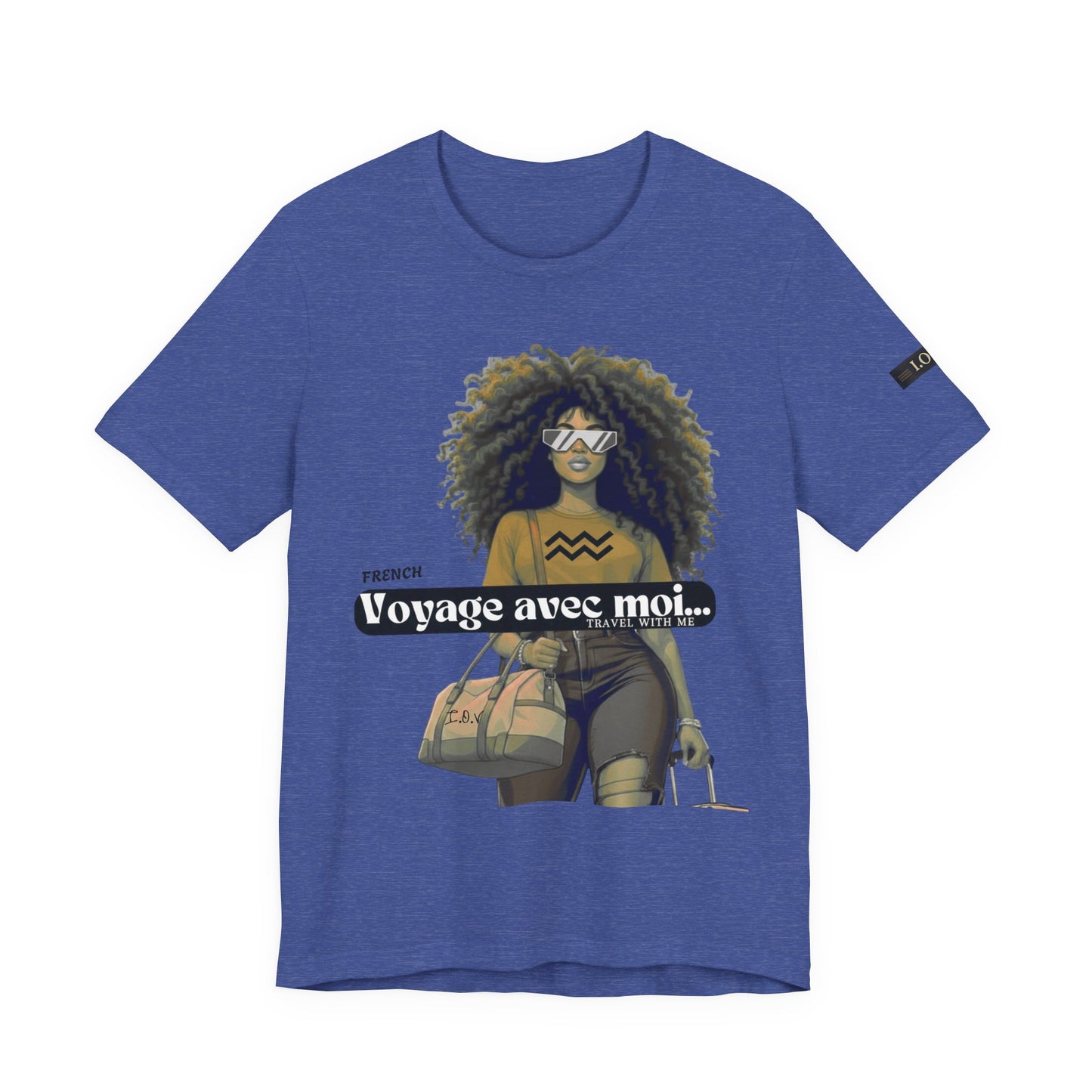 I.O.V-(Aquarius) Voyage Avec Moi Afro Travel Girl Graphic Tee