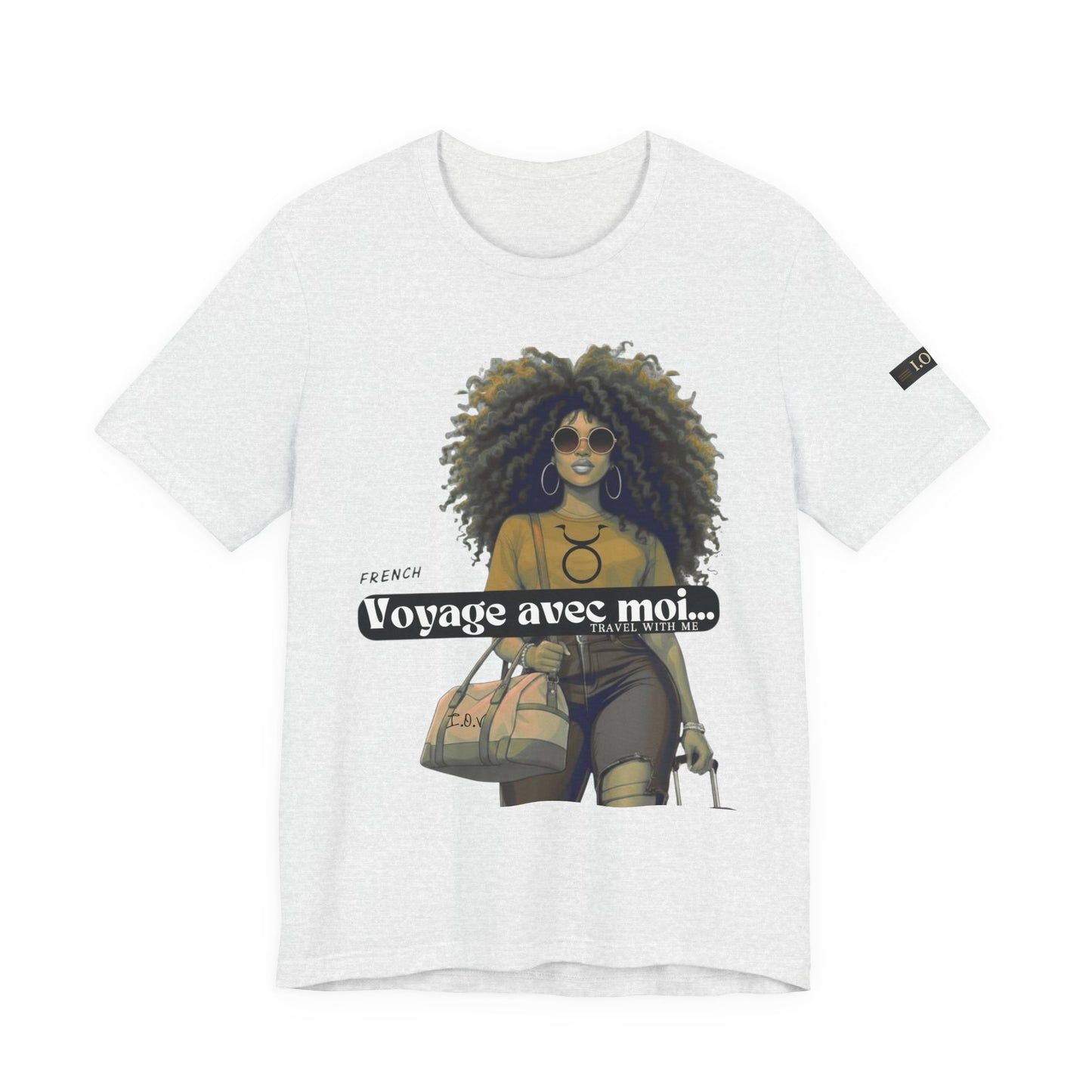 I.O.V-(Taurus) Voyage Avec Moi Afro Travel Girl Graphic Tee
