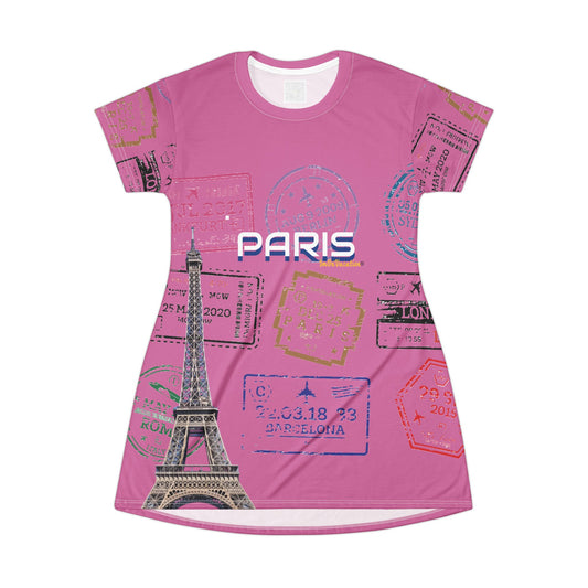 I.O.V-Paris LB Pink All Over Print T-Shirt Dress