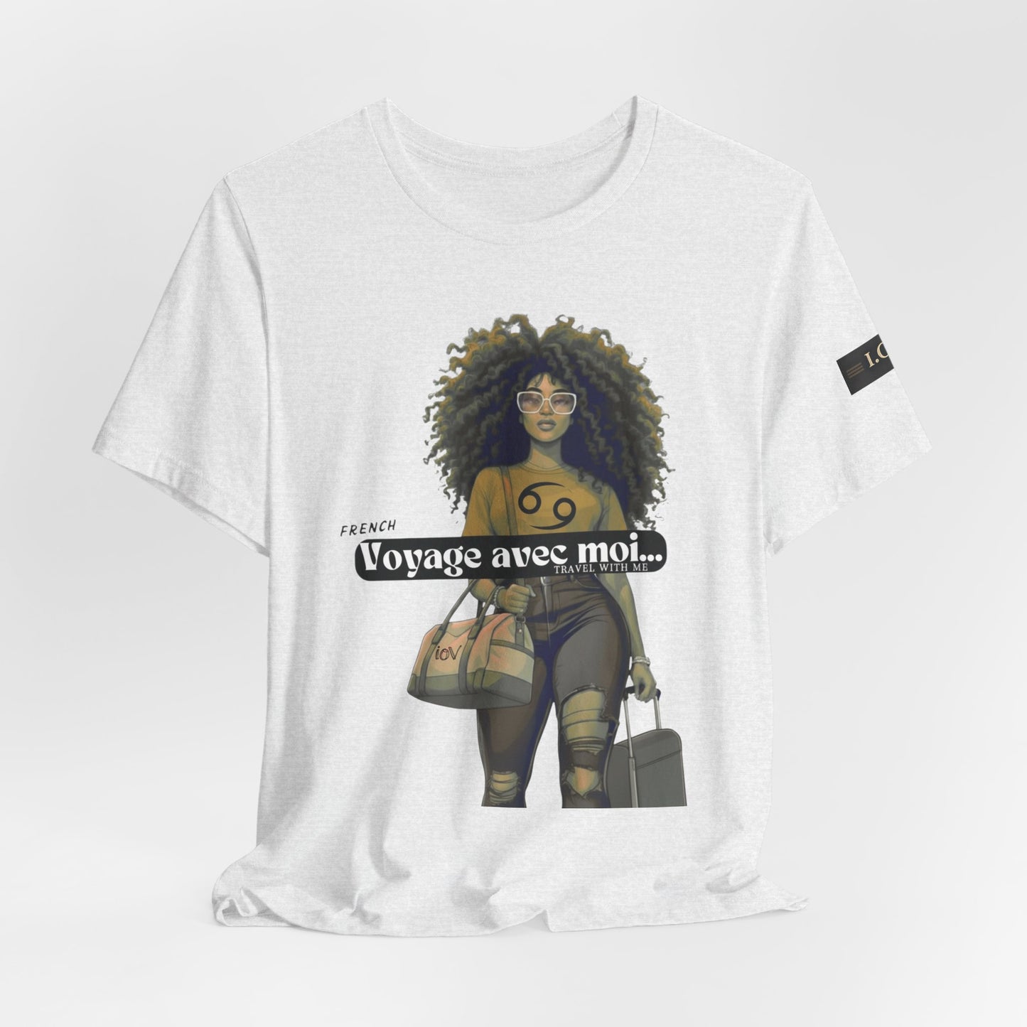 I.O.V-(Cancer) Voyage Avec Moi Afro Travel Girl Graphic Tee
