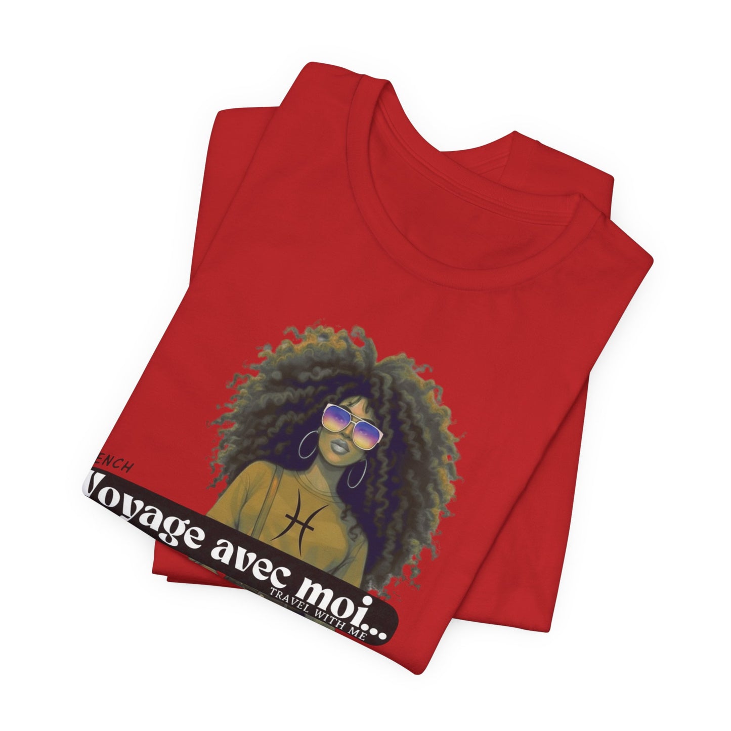 I.O.V-(Pisces) Voyage Avec Moi Afro Travel Girl Graphic Tee