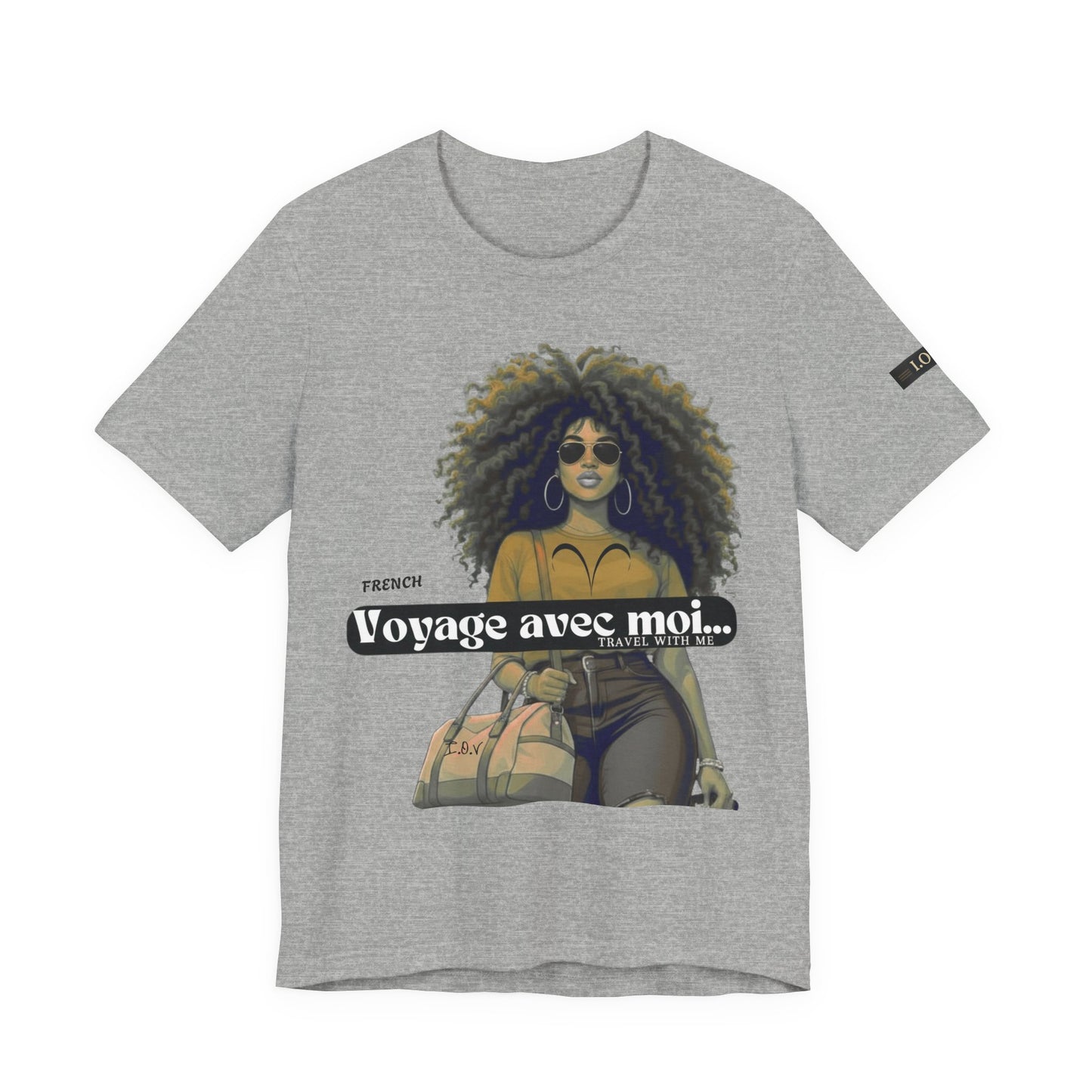 I.O.V-(Aries) Voyage Avec Moi Afro Travel Girl Graphic Tee