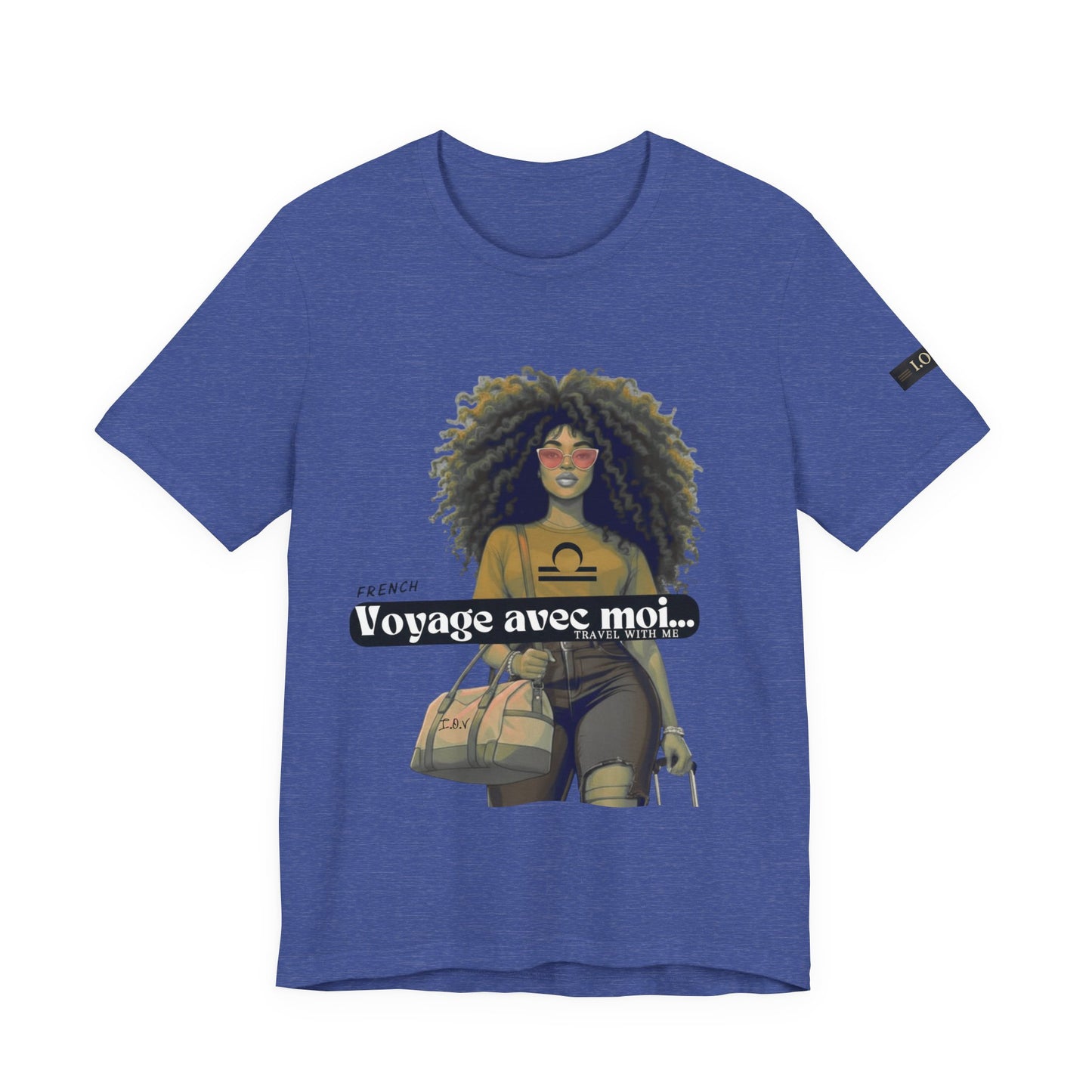 I.O.V-(Libra) Voyage Avec Moi Afro Travel Girl Graphic Tee