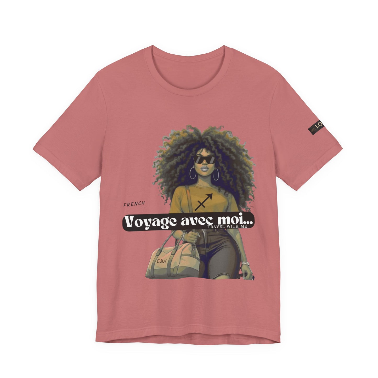 I.O.V-(Sagittarius) Voyage Avec Moi Afro Travel Girl Graphic Tee